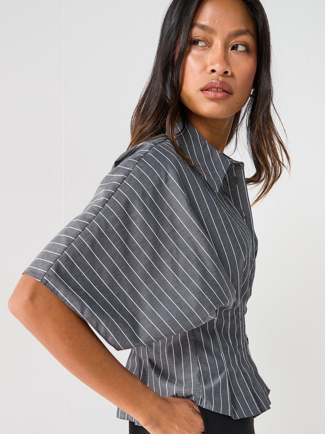 v-by-very-pinstripe-pleated-detail-cinched-waist-shirt-greyoutfit