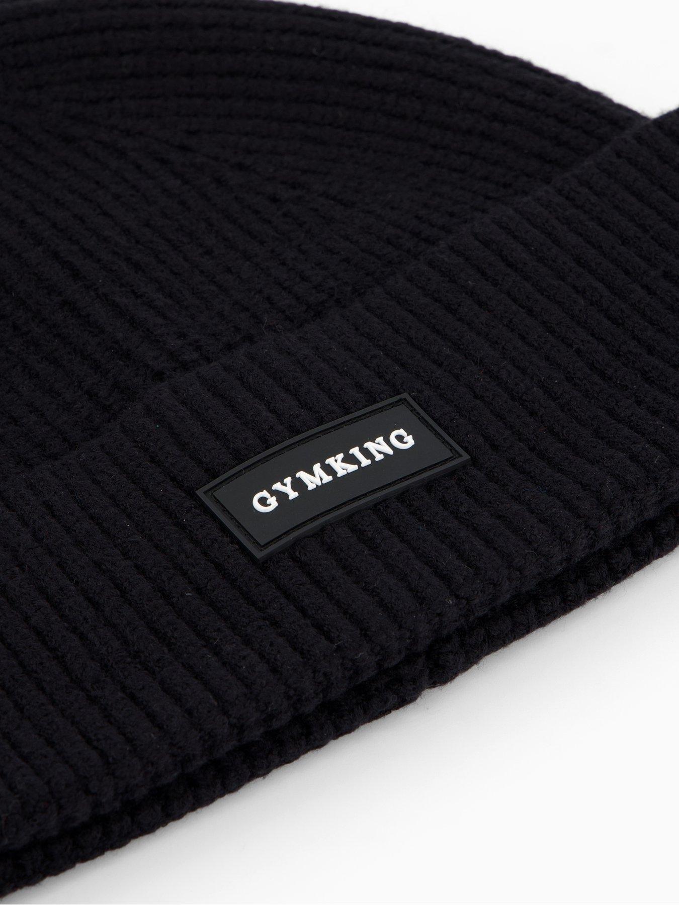 gym-king-womens-rubber-badge-beanie-blackoutfit