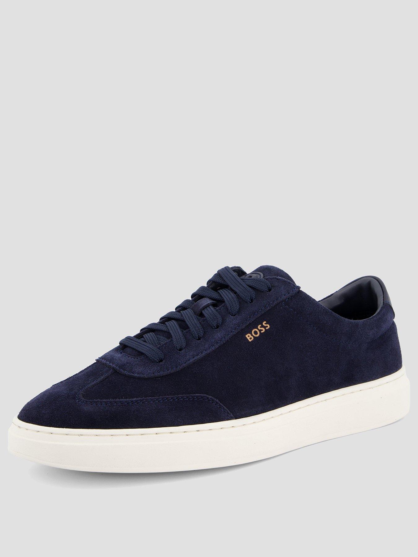Image 2 of 7 of BOSS Kieran Tenn Suede Trainers - Navy