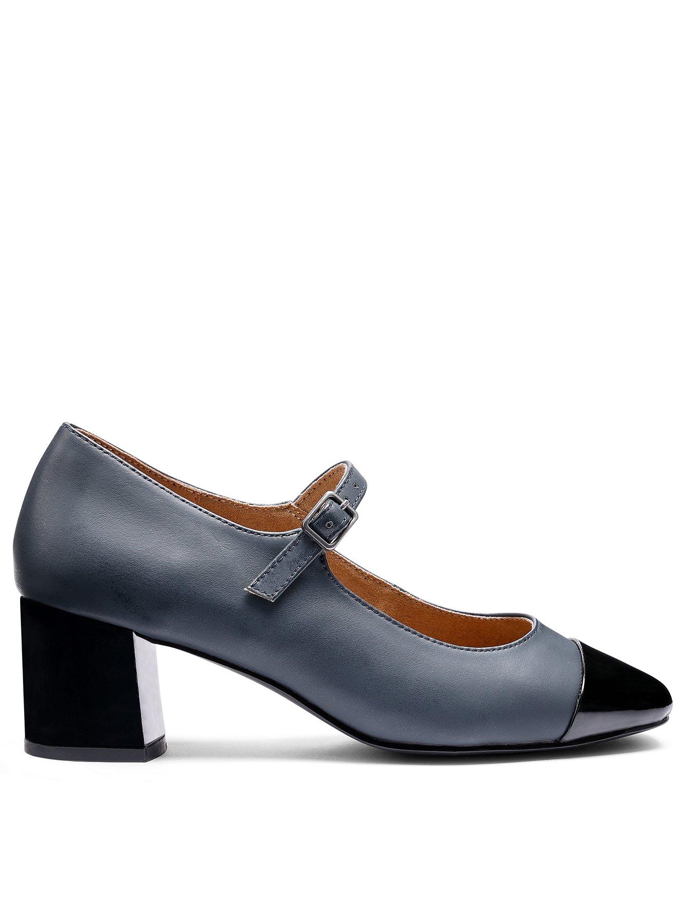 Image 1 of 4 of Hotter Shimmer Leather Heeled Shoe - Navy