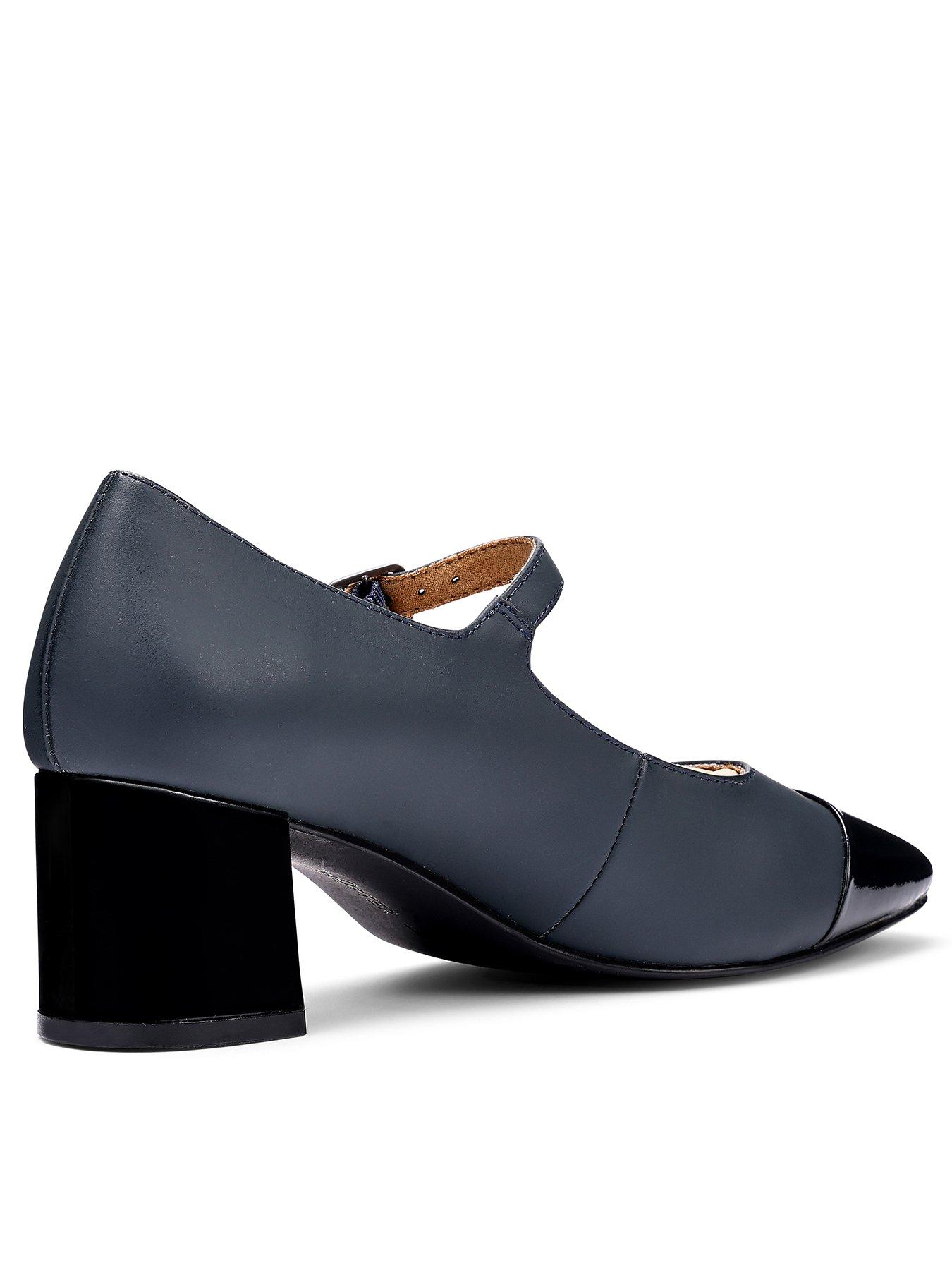 Image 3 of 4 of Hotter Shimmer Leather Heeled Shoe - Navy