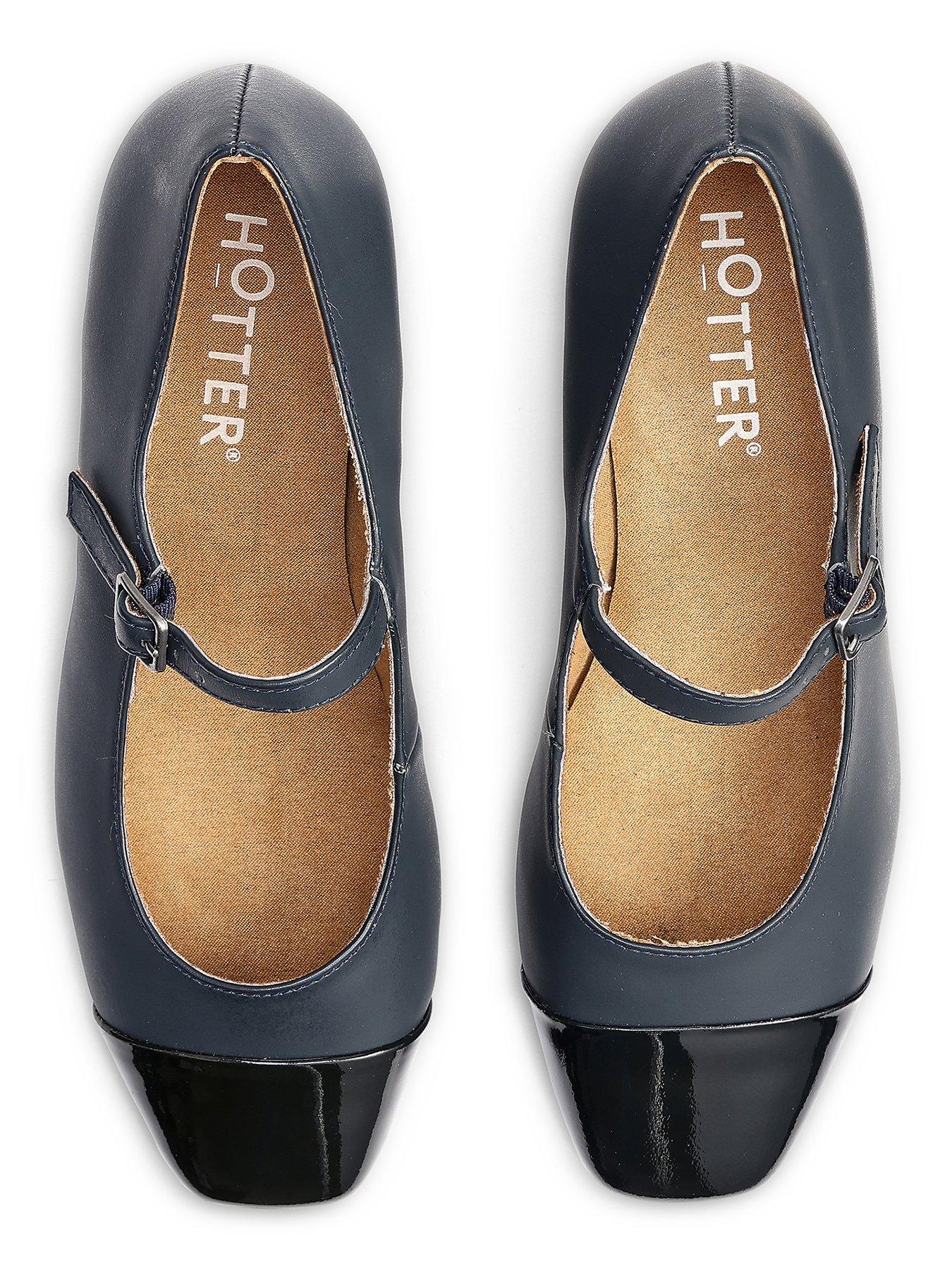 Image 4 of 4 of Hotter Shimmer Leather Heeled Shoe - Navy