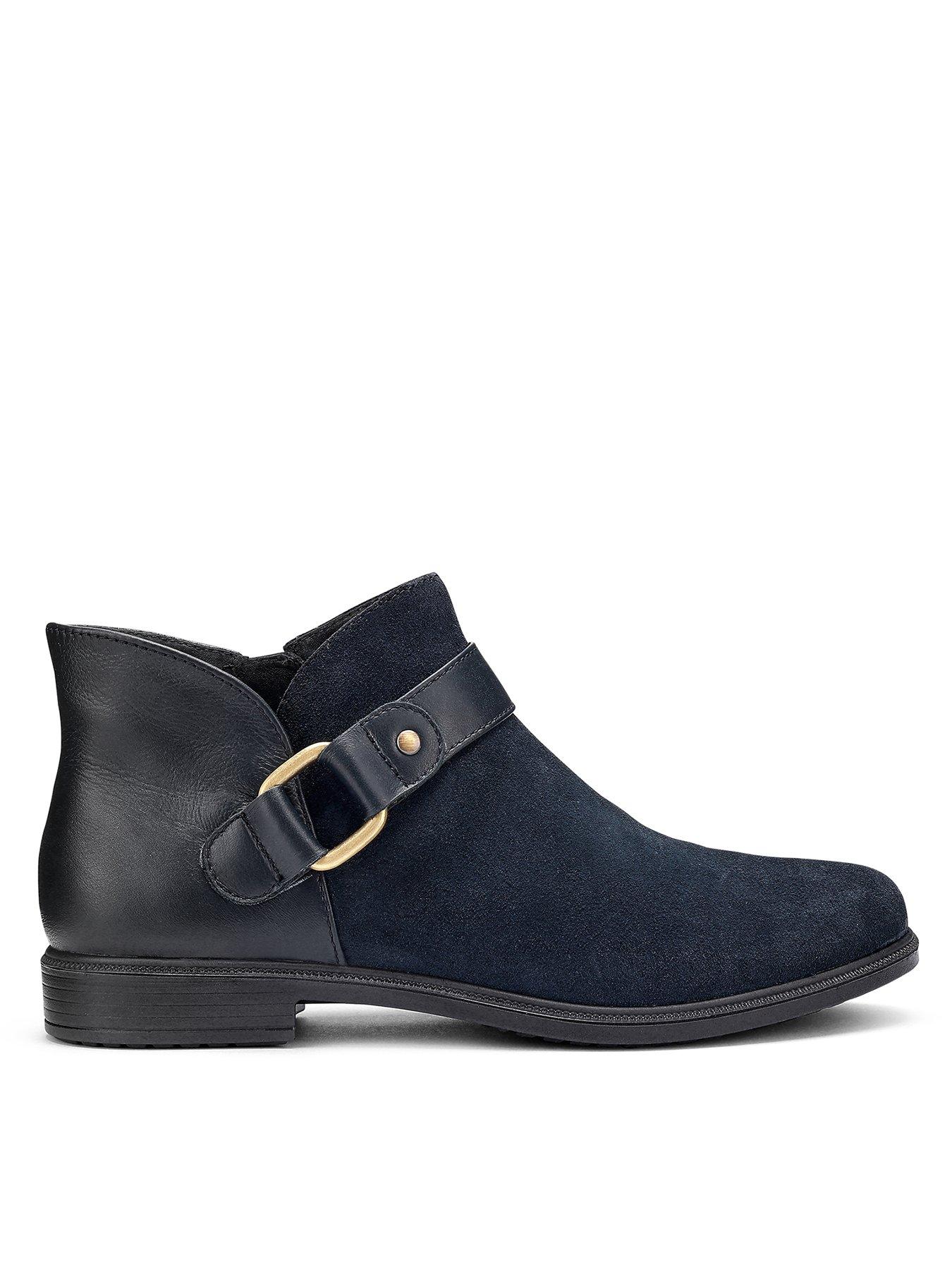 Hotter Linton Leather Ankle Boot - Navy