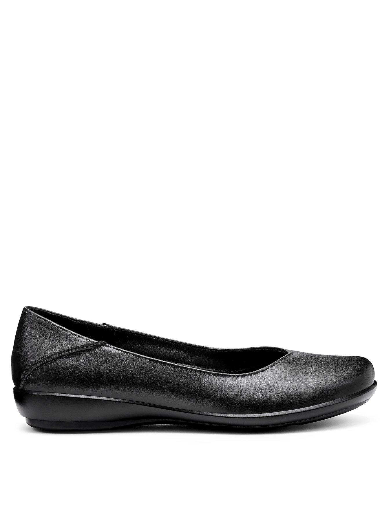 Hotter Birdie Wide Fit Leather Ballerina Shoe - Black
