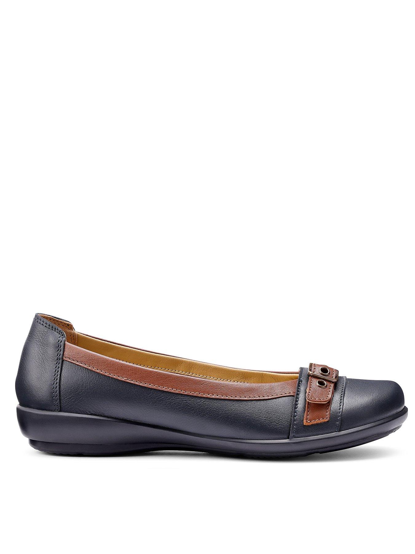 Hotter Sparrow Leather Ballerina Shoe - Navy