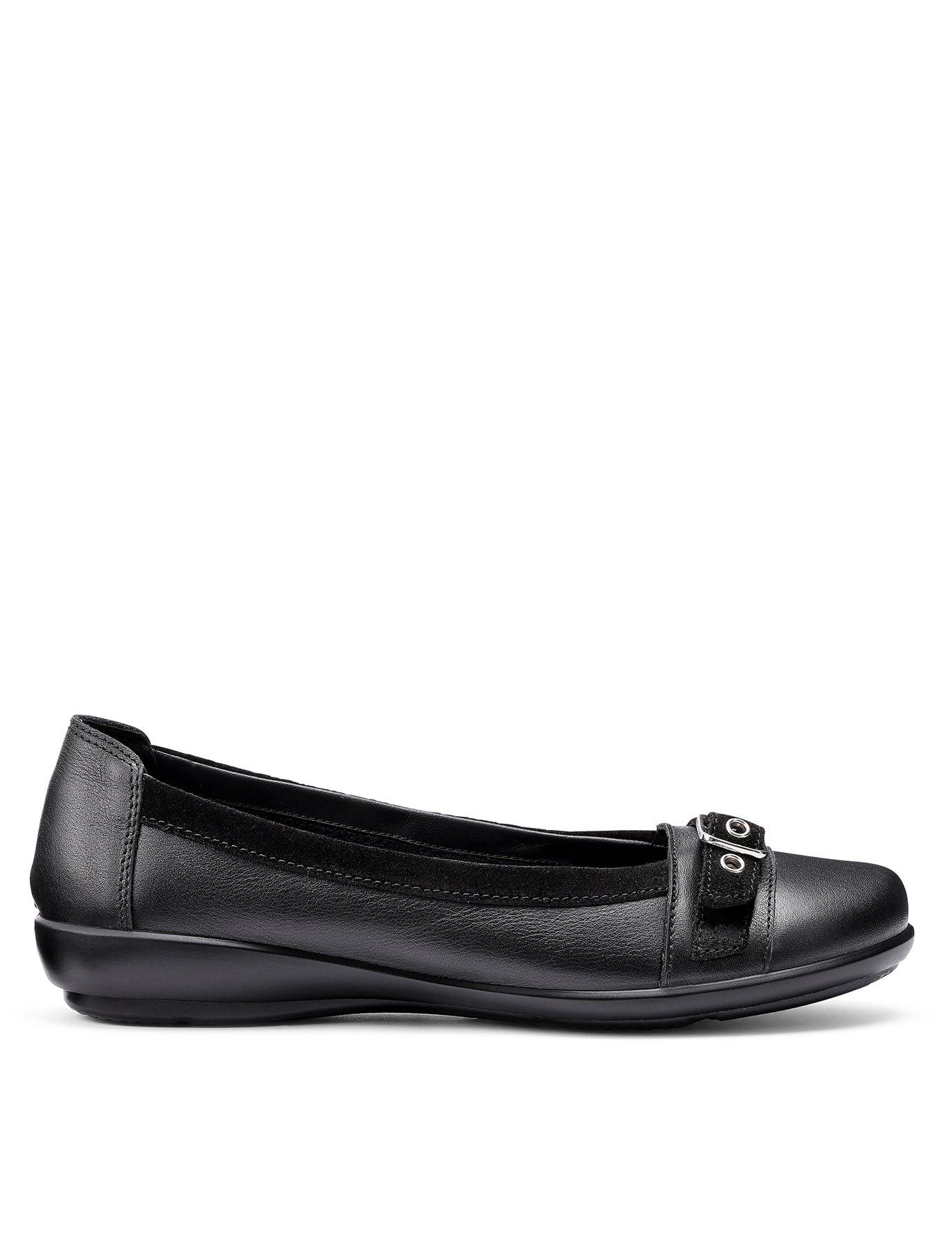 Hotter Sparrow Leather Ballerina Shoe - Black