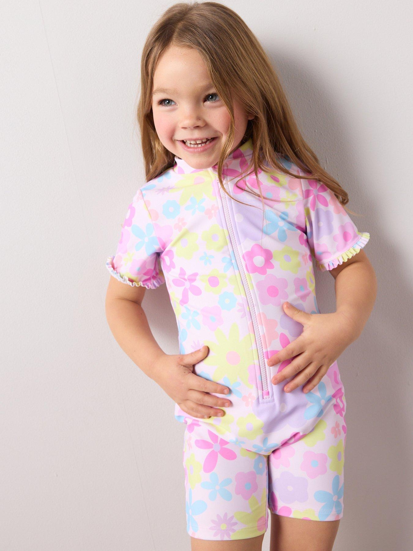 The Very Collection Toddler Girl Sun Safe Pastel Floral Swim