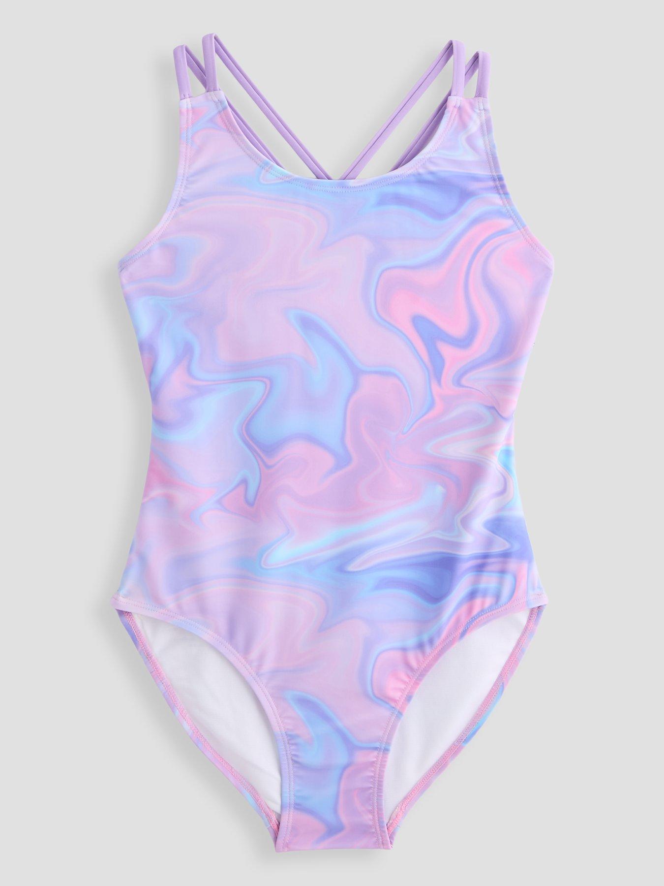 the-very-collection-girls-cross-back-marble-print-swimsuit-pink