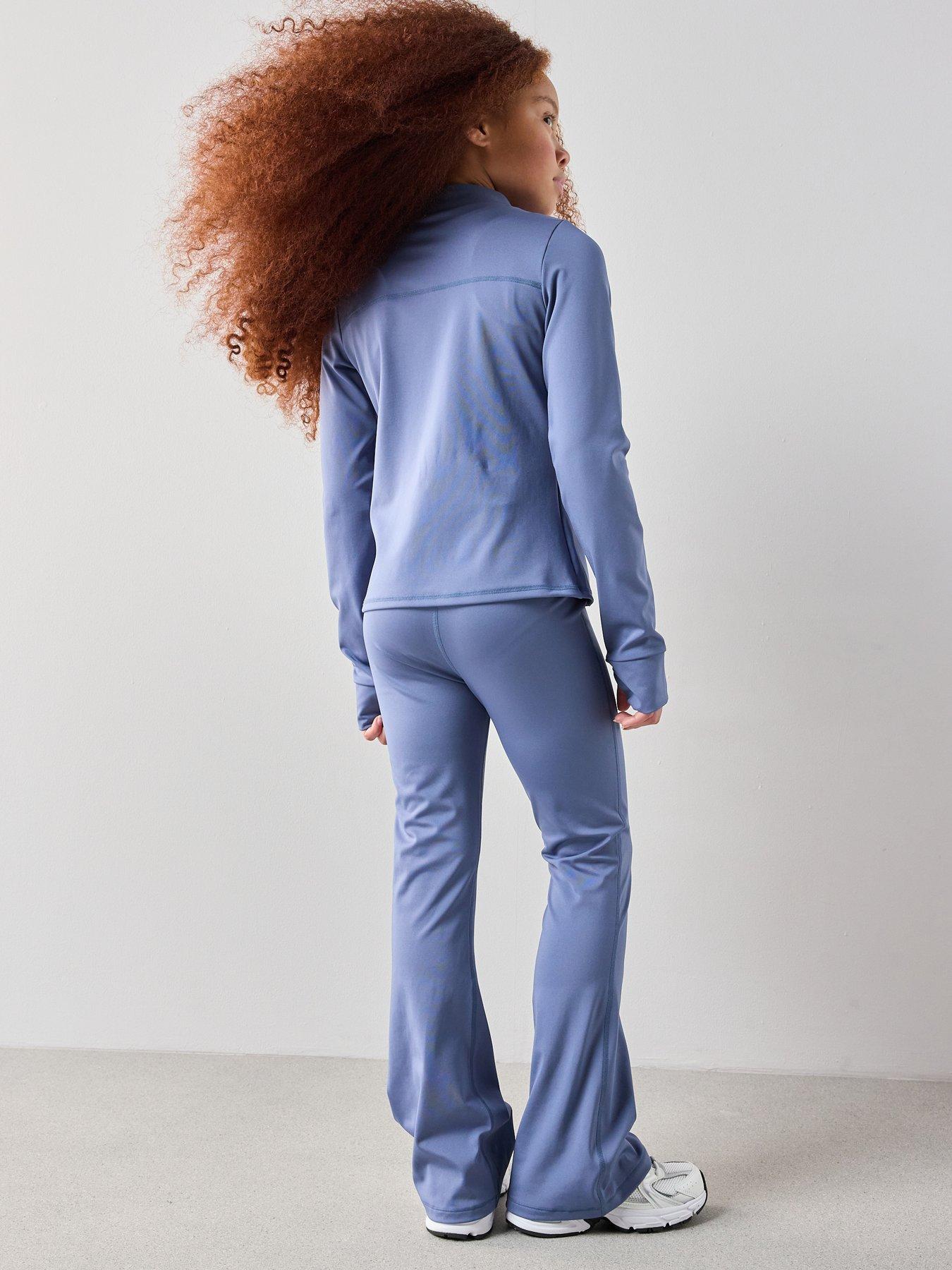 Image 2 of 5 of The Very Collection Girls Long Sleeve Zip Front Top and Flared Leggings Set - Blue