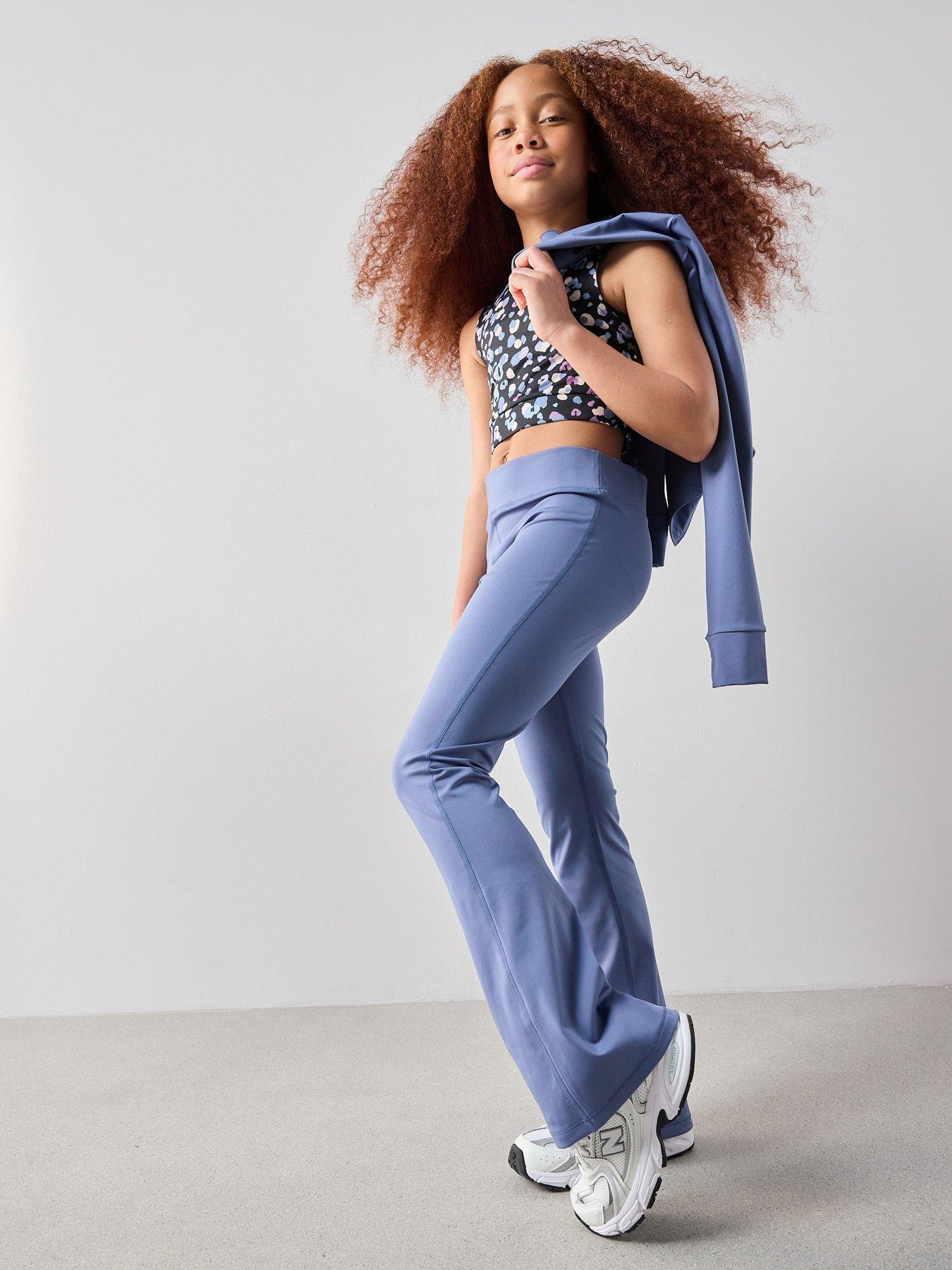 Image 3 of 5 of The Very Collection Girls Long Sleeve Zip Front Top and Flared Leggings Set - Blue