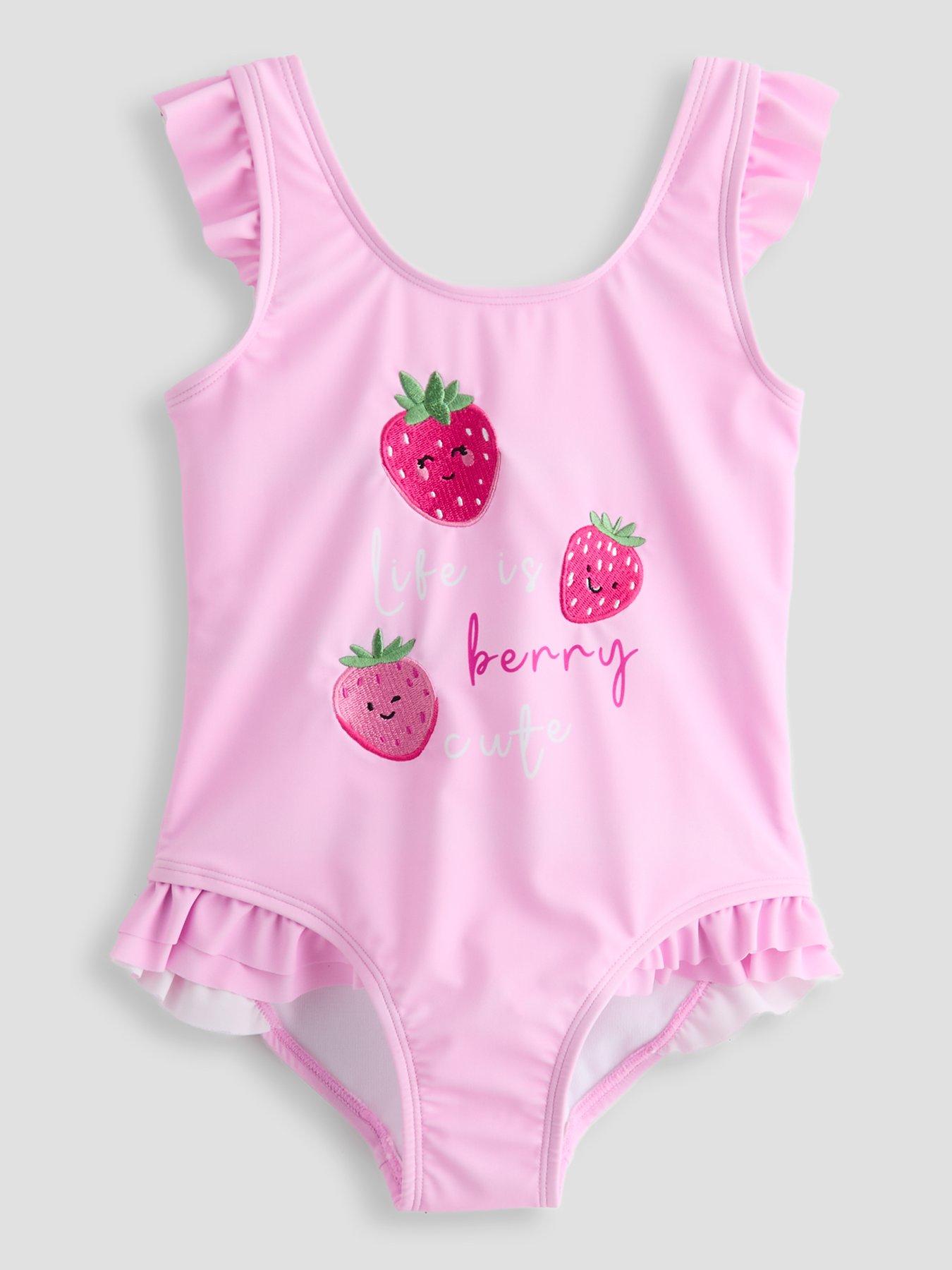 Image 1 of 5 of The Very Collection Toddler Girl Berry Cute Frill Swim Costume (9 months - 7 years) - Pink