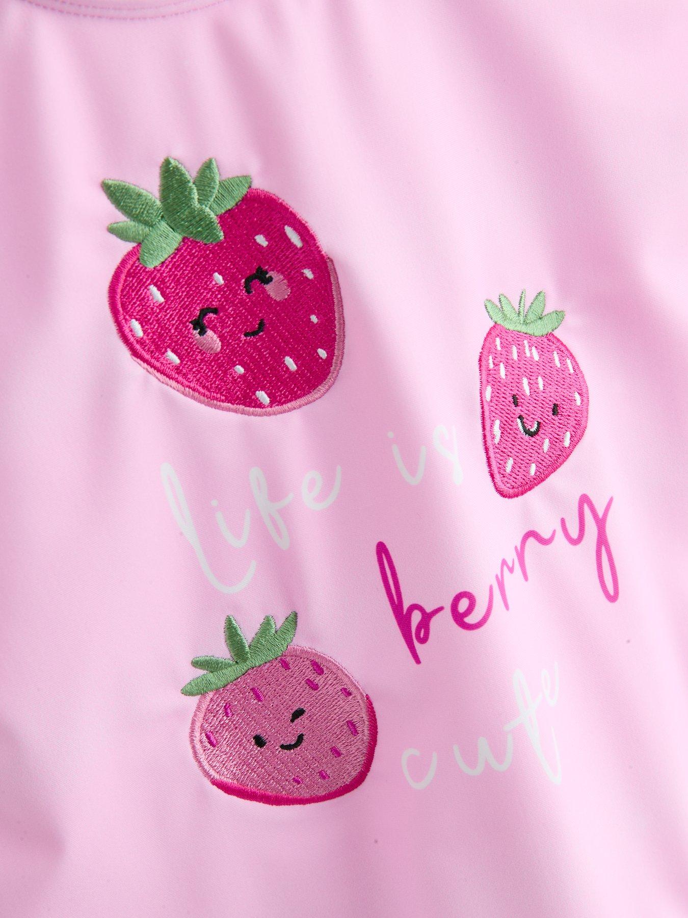 Image 3 of 5 of The Very Collection Toddler Girl Berry Cute Frill Swim Costume (9 months - 7 years) - Pink