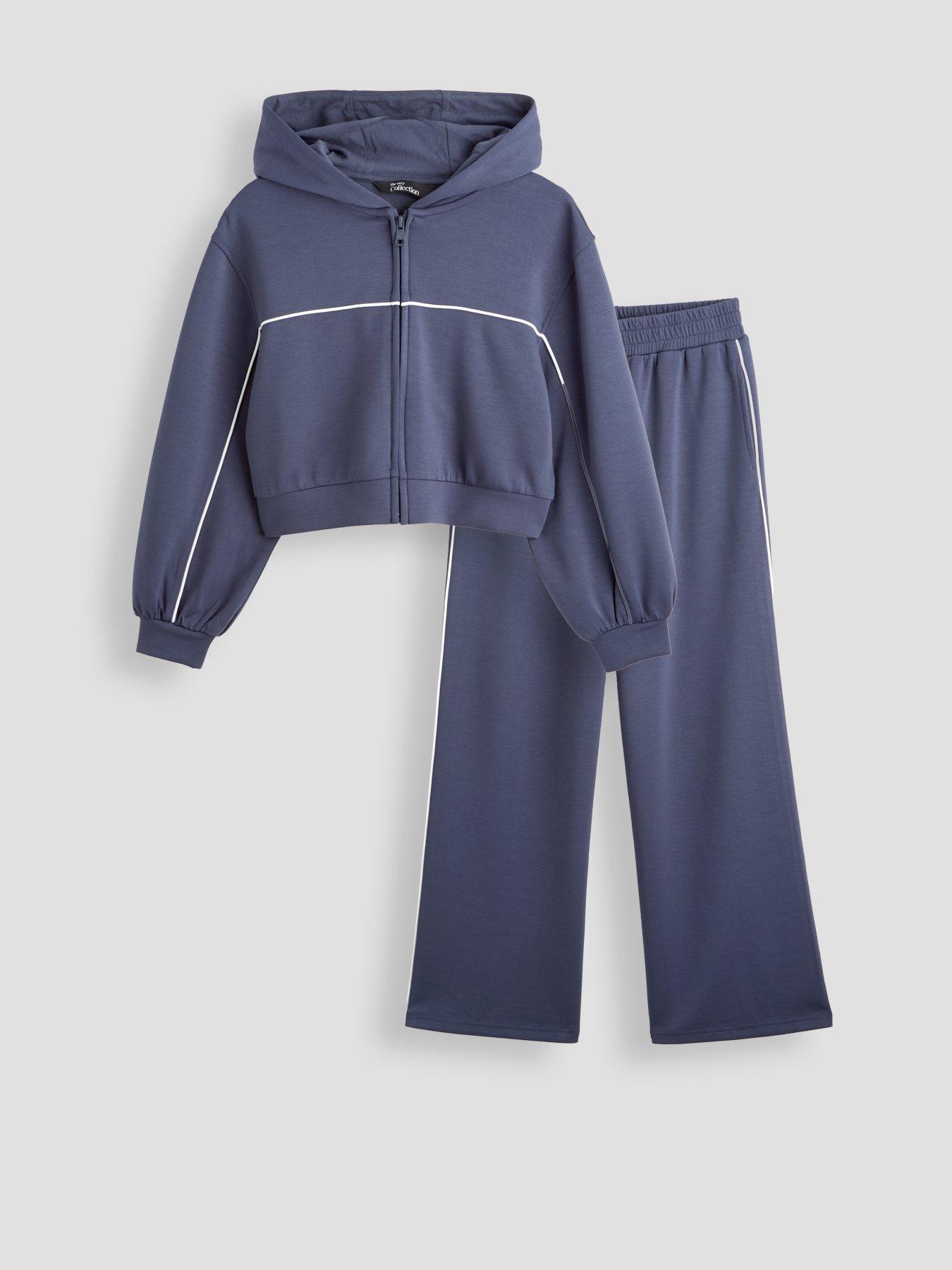 Image 7 of 7 of The Very Collection Girls Set With Zip Up Hoodie &amp; Wide Leg Trousers - Blue
