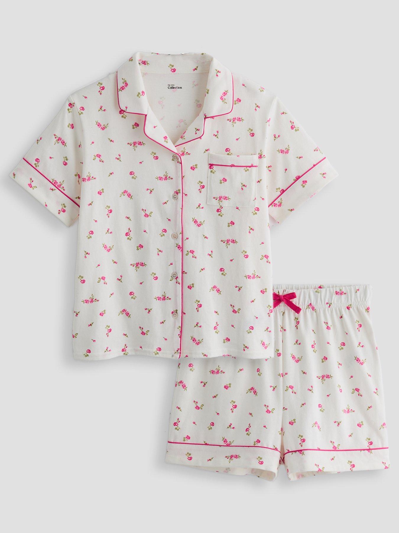 the-very-collection-girls-floral-print-short-pj-set-white