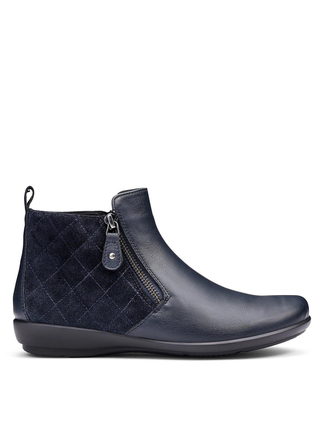 Hotter Winchester Leather Zip Ankle Boot - Navy