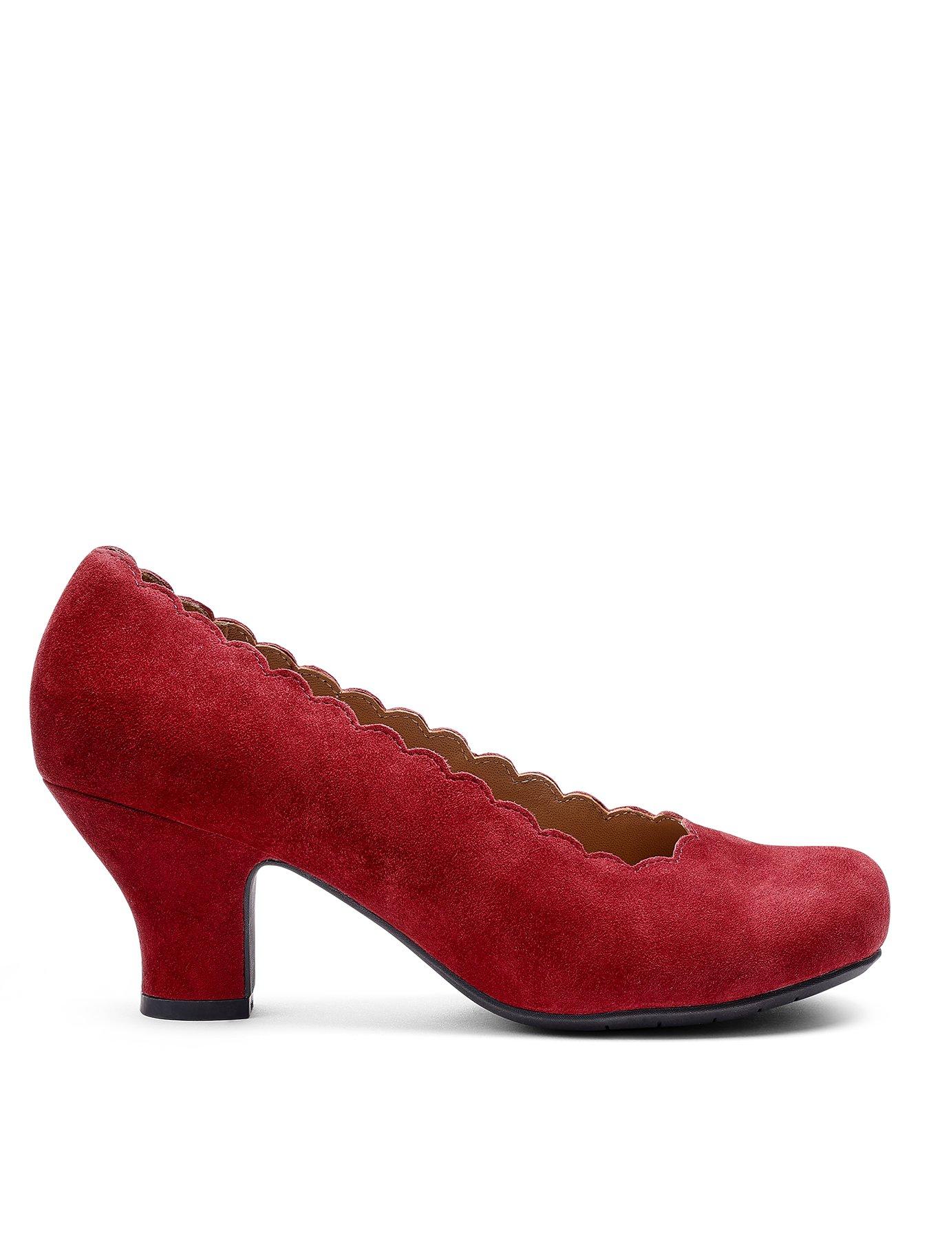 Hotter Jive Wide Fit Suede Shoe - Red Pear