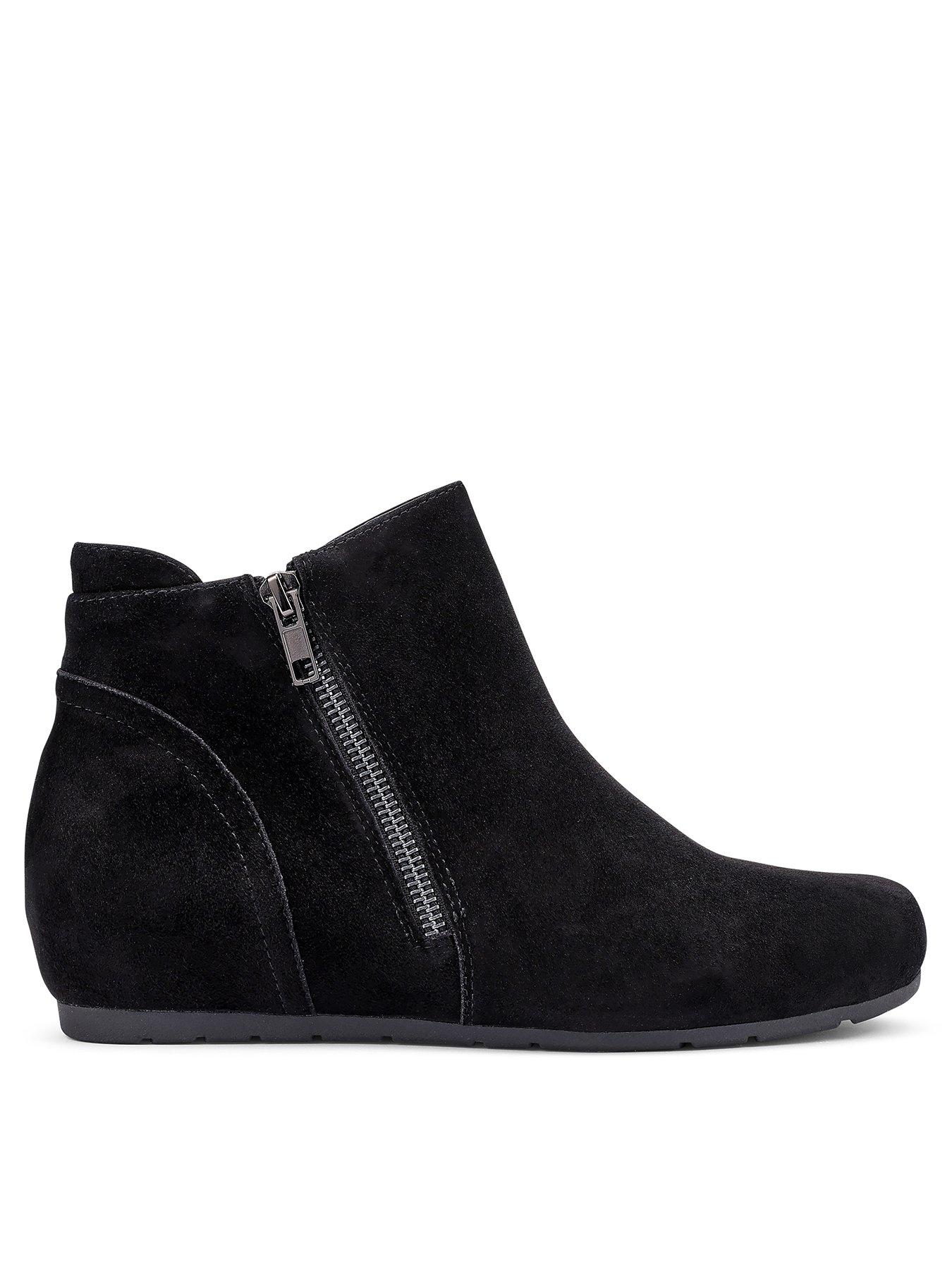 Image 1 of 4 of Hotter Avebury Suede Wedge Boot - Black