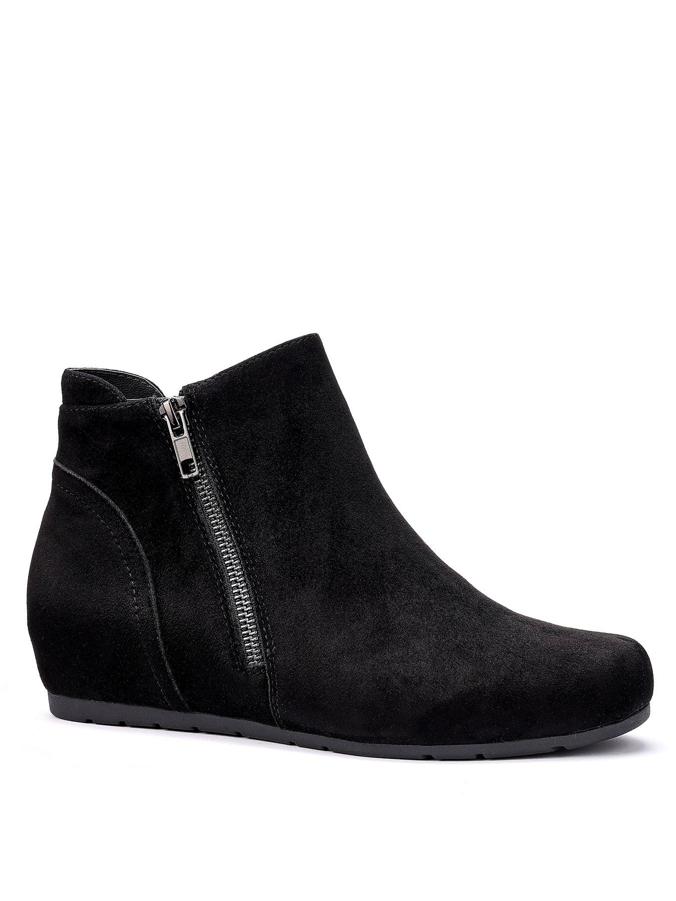 Image 2 of 4 of Hotter Avebury Suede Wedge Boot - Black