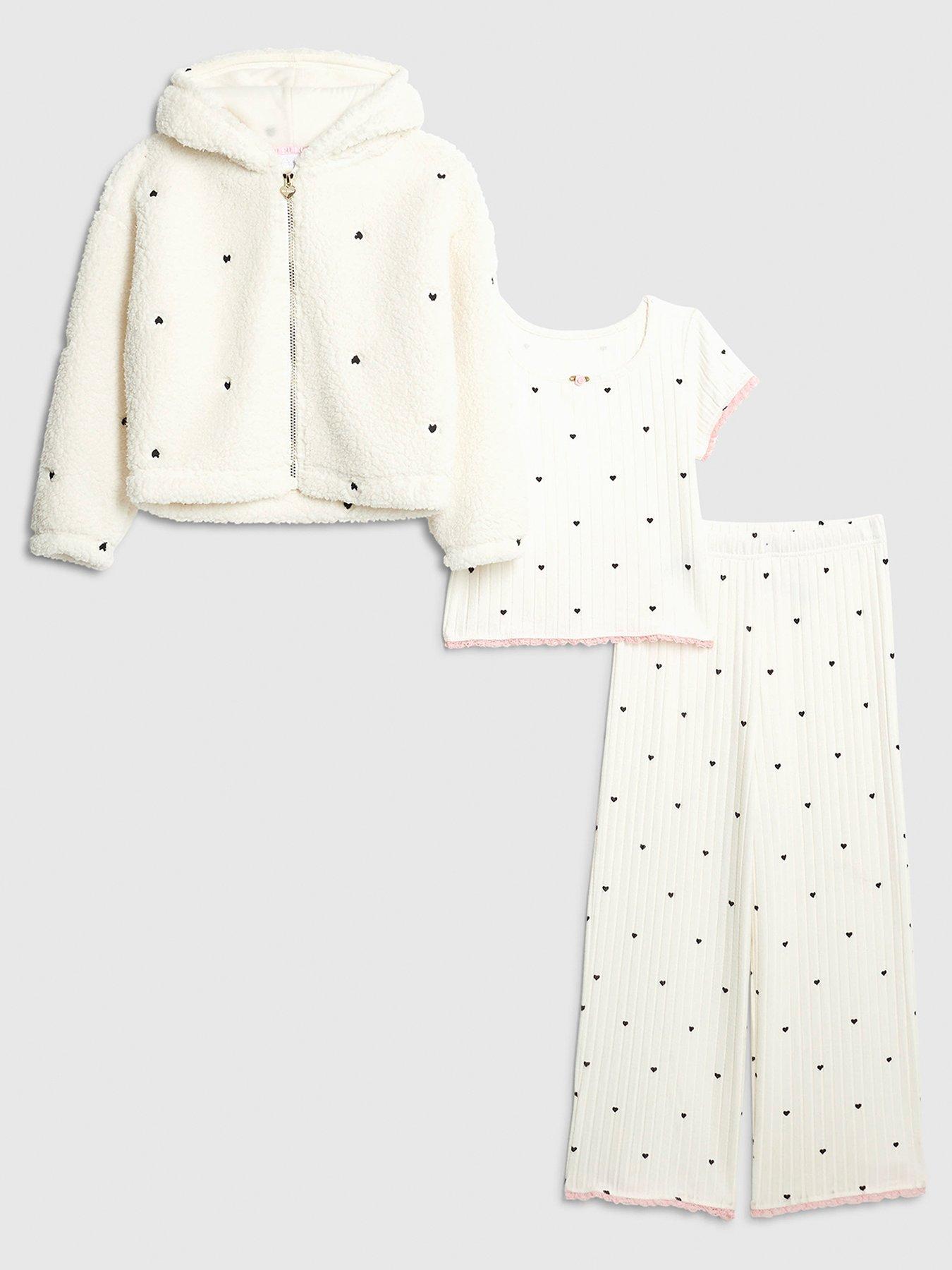 River Island Older Girls Heart Hoodie Pyjama Set - White