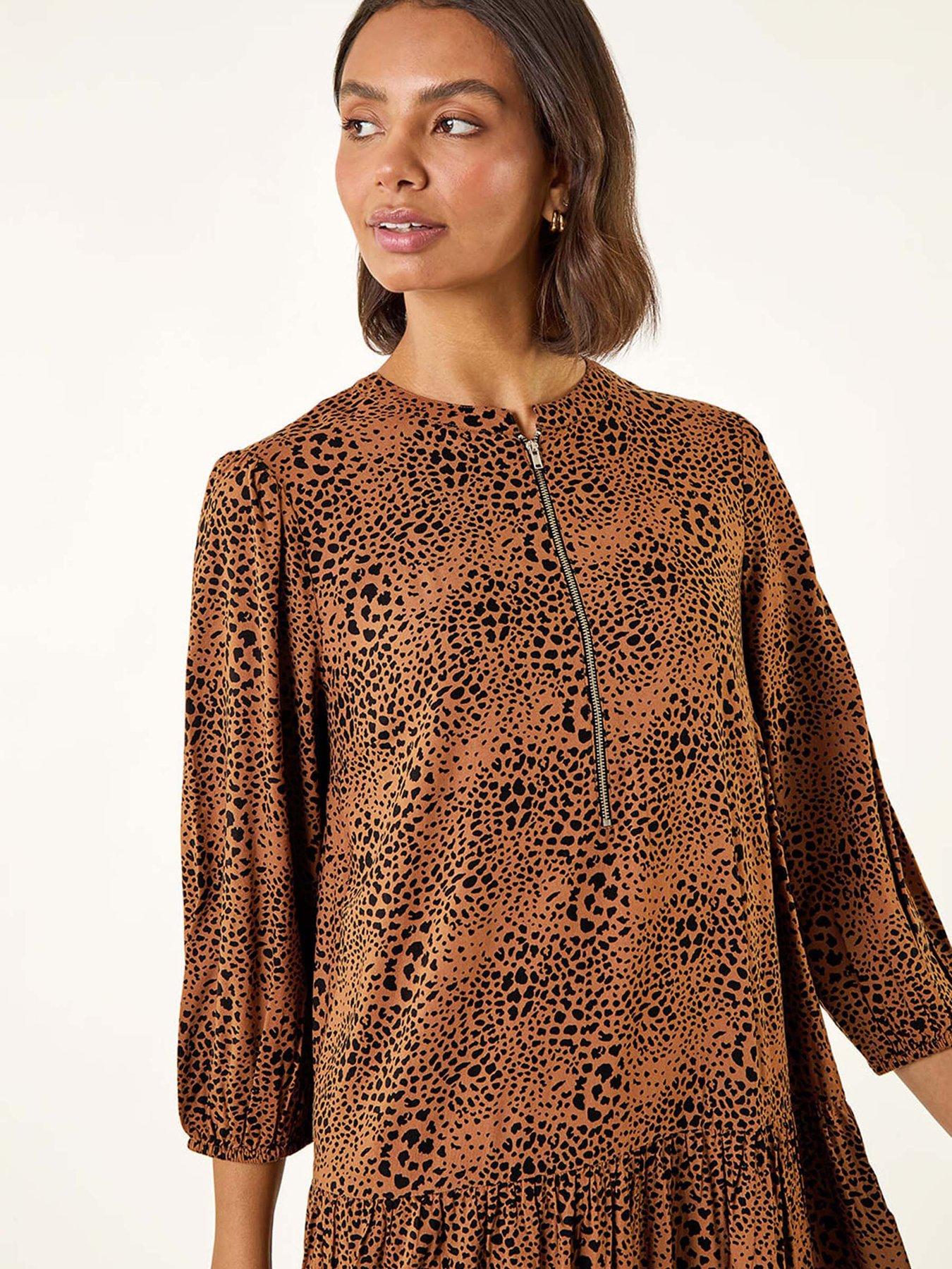 roman-spot-print-zip-front-dress-tanoutfit