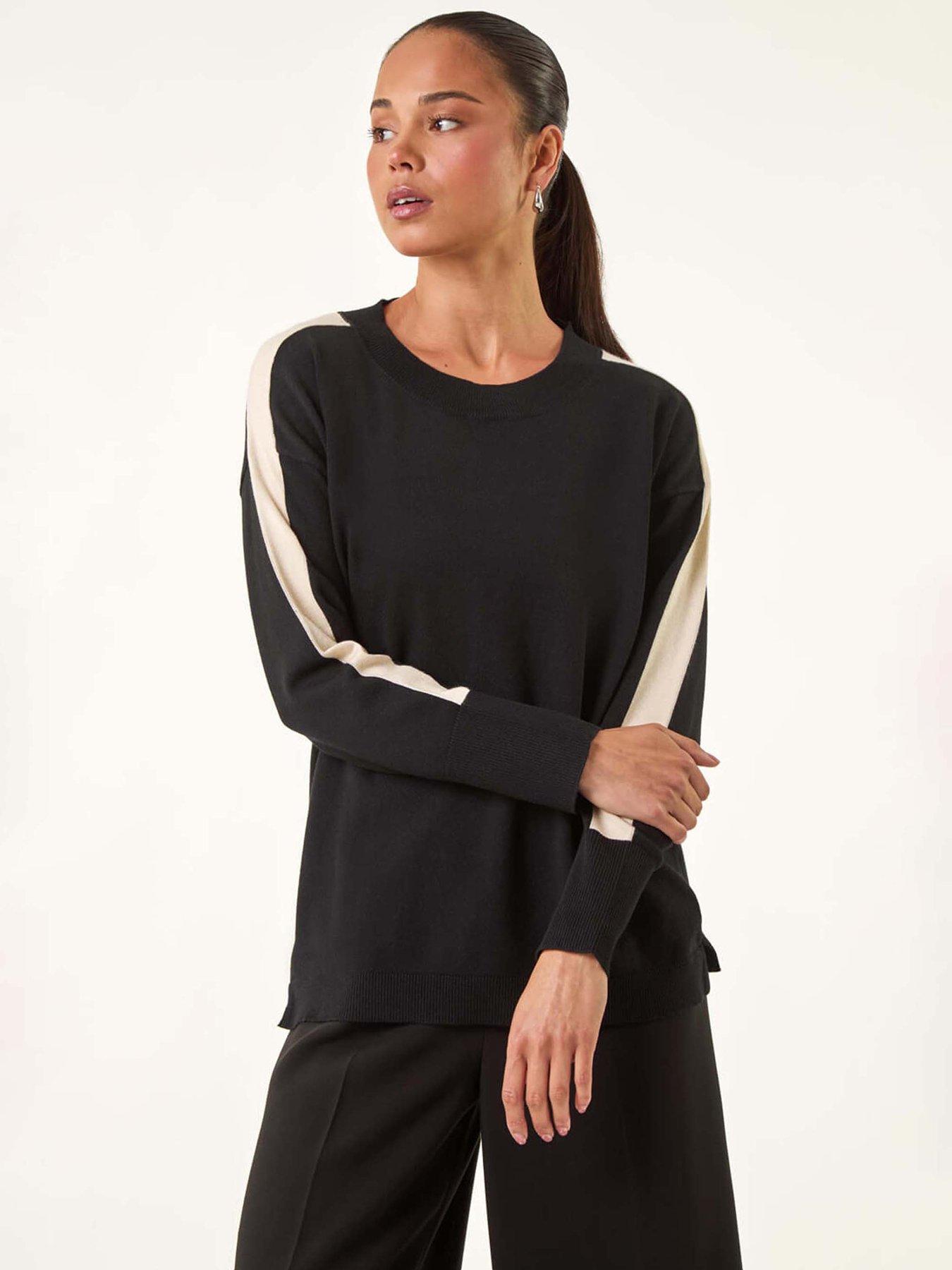 Roman Petite Contrast Knitted Jumper - Black