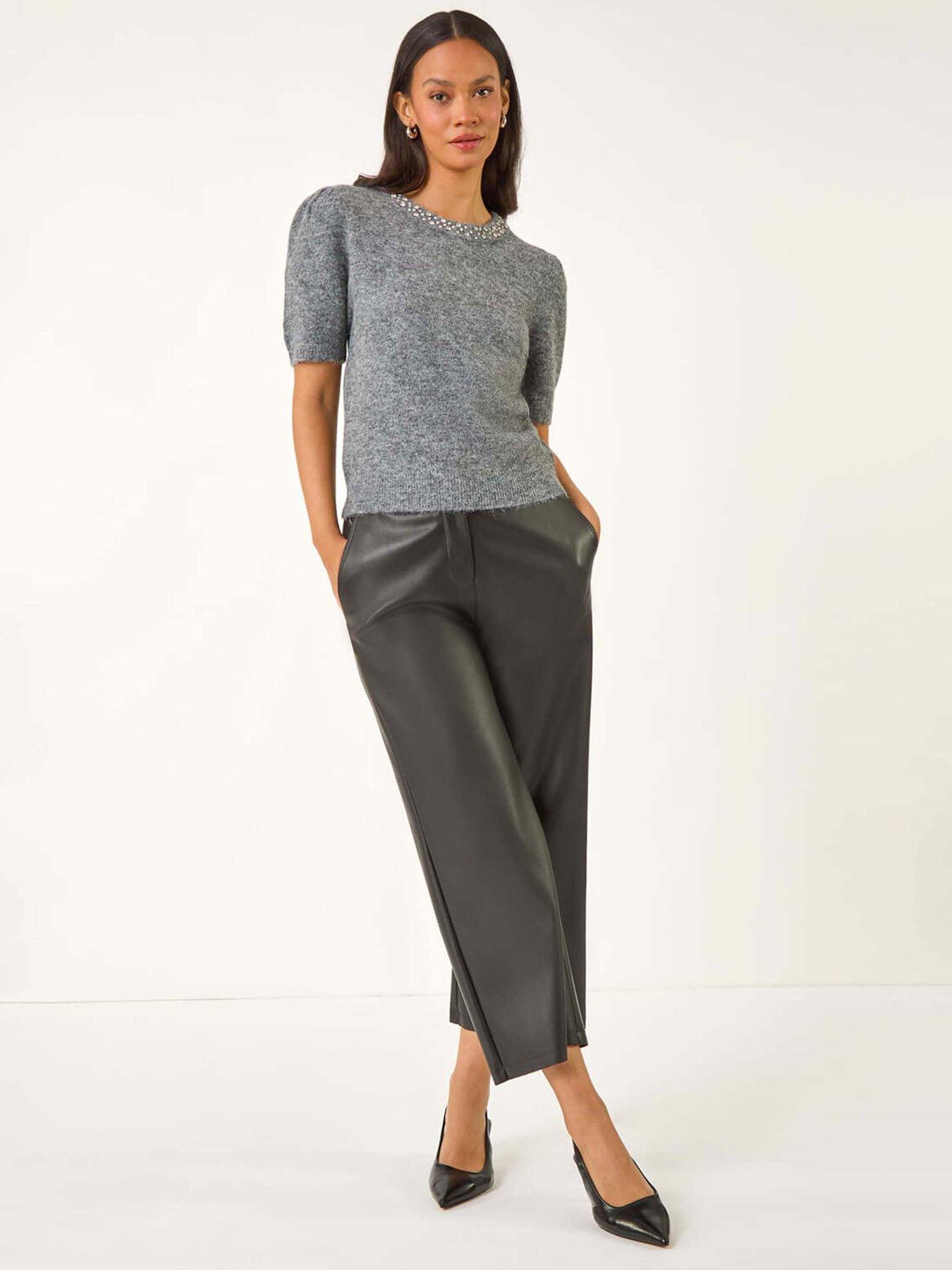 Image 3 of 5 of Roman Dusk Diamante Jewelled Knit Jumper - Grey