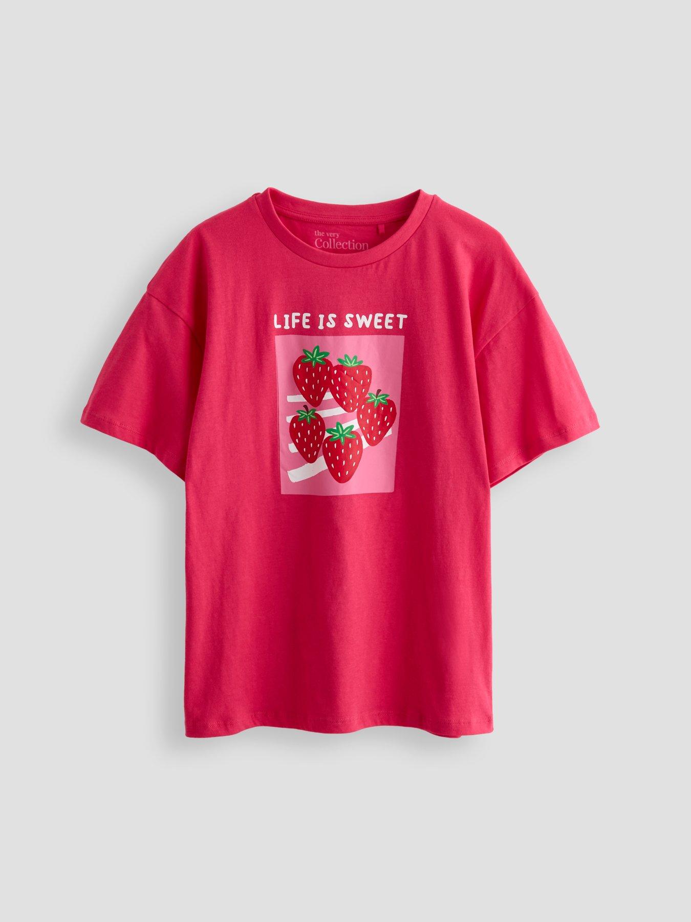Image 6 of 6 of The Very Collection Girls Fruit Print T-shirt - Red