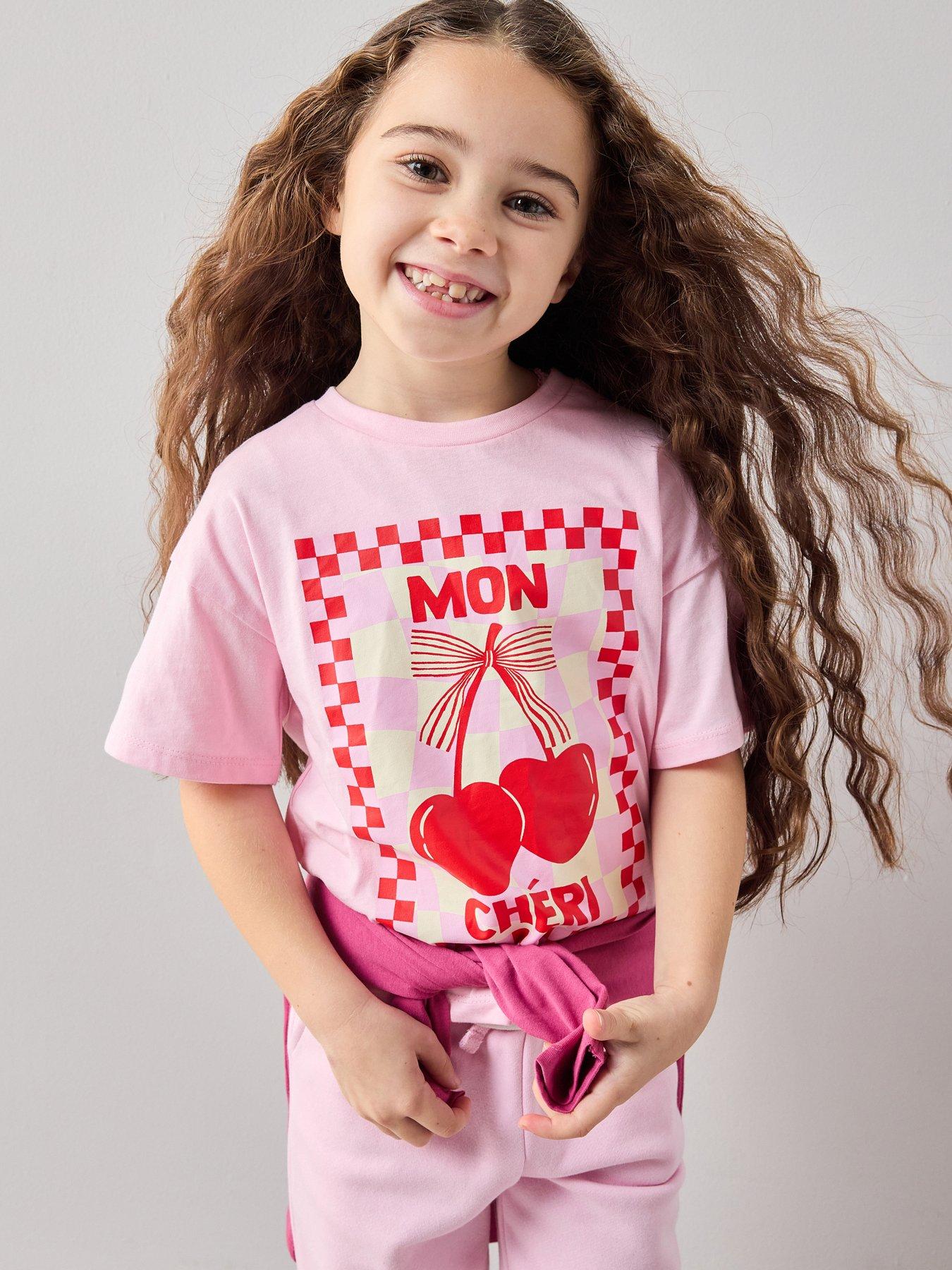 Image 1 of 6 of The Very Collection Girls Single Graphic Tee - Cherry Bow