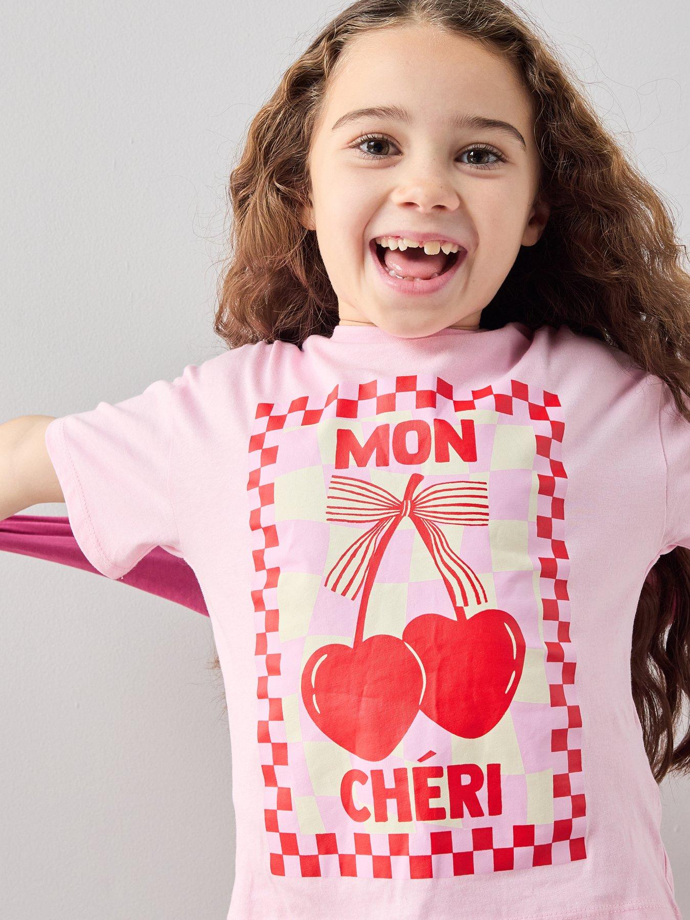 Image 4 of 6 of The Very Collection Girls Single Graphic Tee - Cherry Bow
