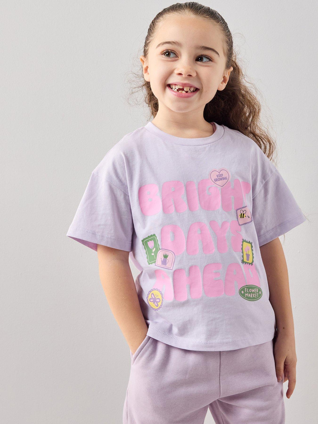 Image 1 of 6 of The Very Collection Girls Slogan Tshirt - Lilac
