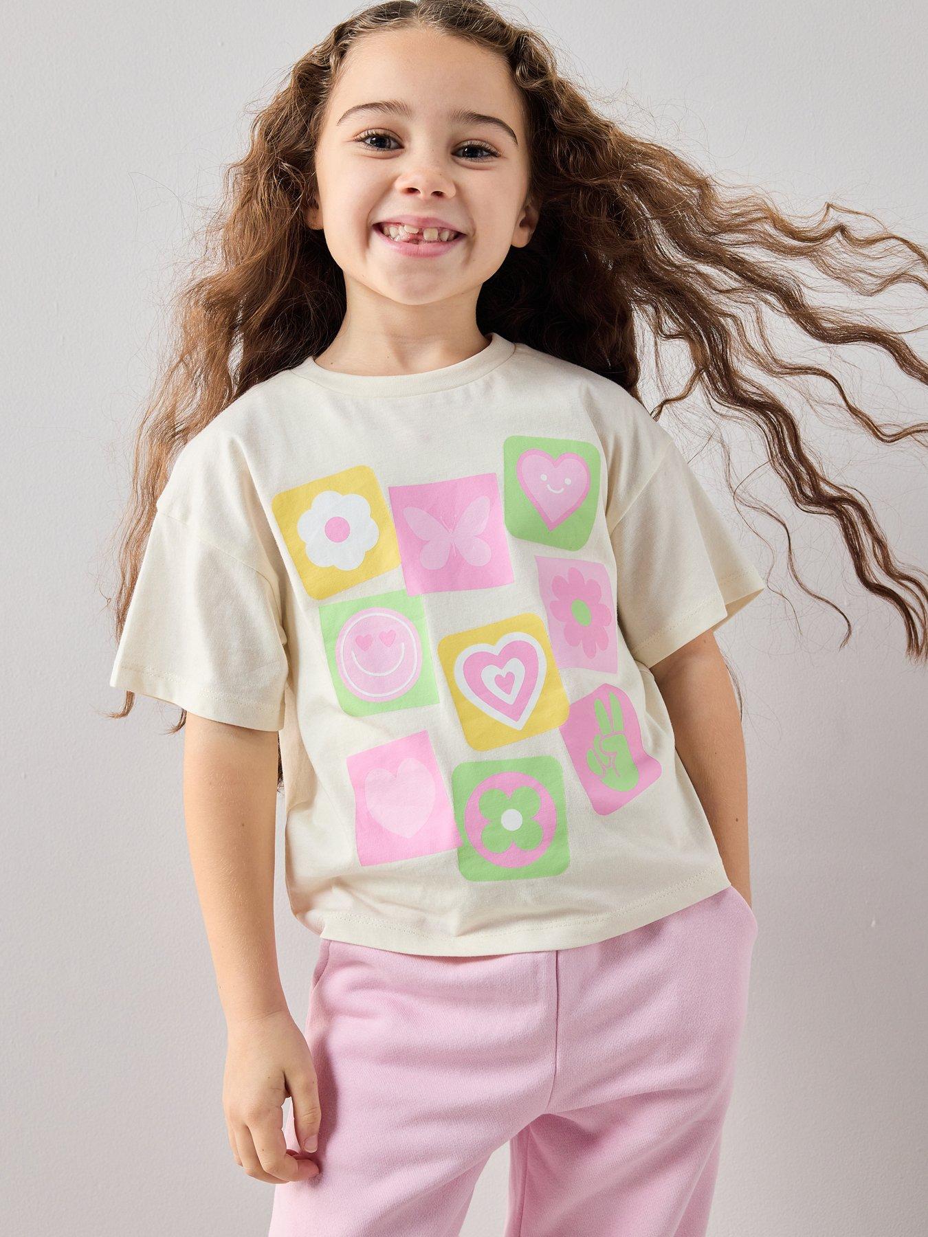 The Very Collection Girls Postcard Printed Tshirt - White