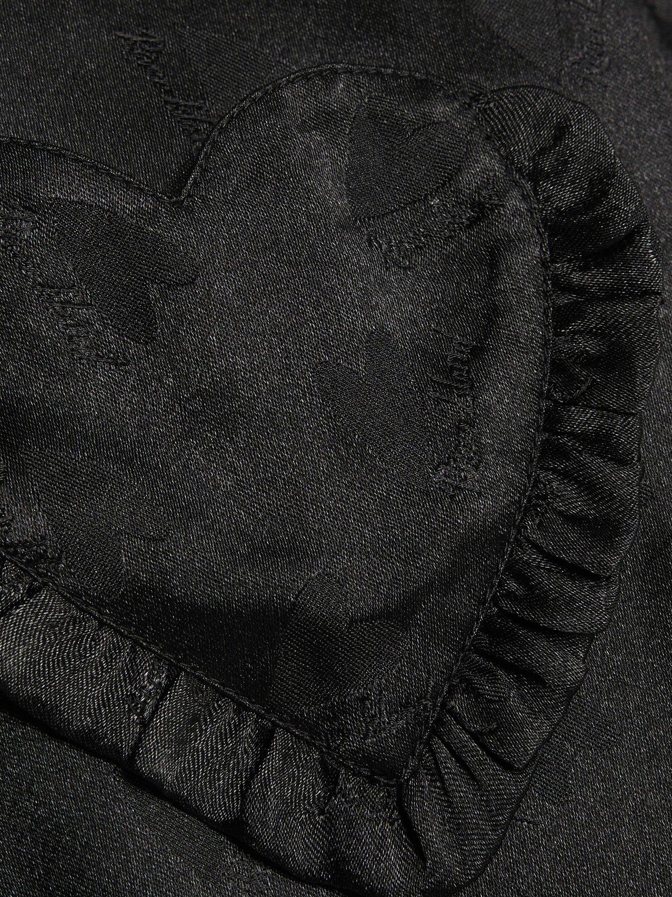 Image 4 of 5 of River Island Older Girls Satin Heart Pyjama Set - Black