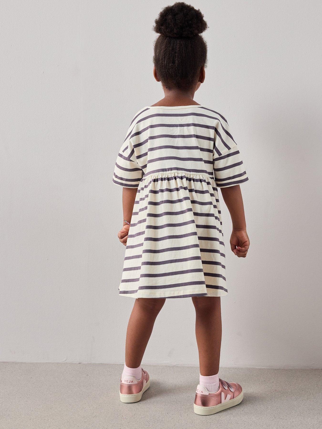 Image 3 of 7 of The Very Collection Girls 2 Pack Jersey Dresses - Stripe/Lilac
