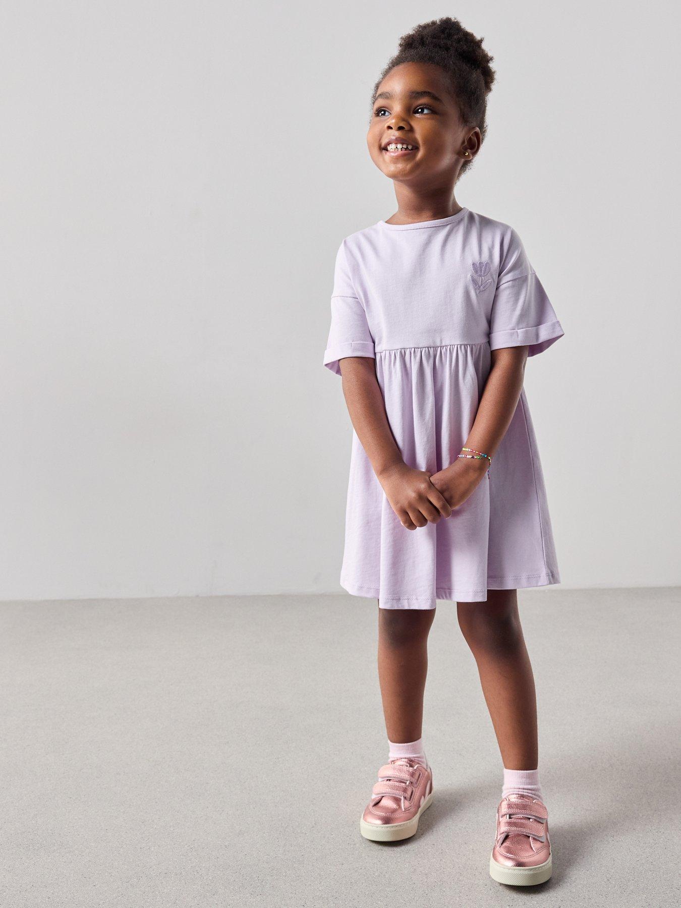 Image 4 of 7 of The Very Collection Girls 2 Pack Jersey Dresses - Stripe/Lilac