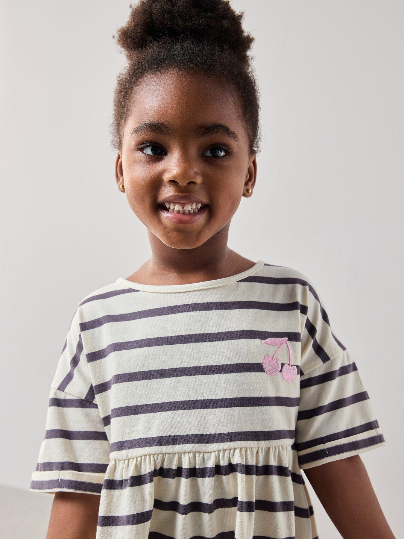 Image 5 of 7 of The Very Collection Girls 2 Pack Jersey Dresses - Stripe/Lilac