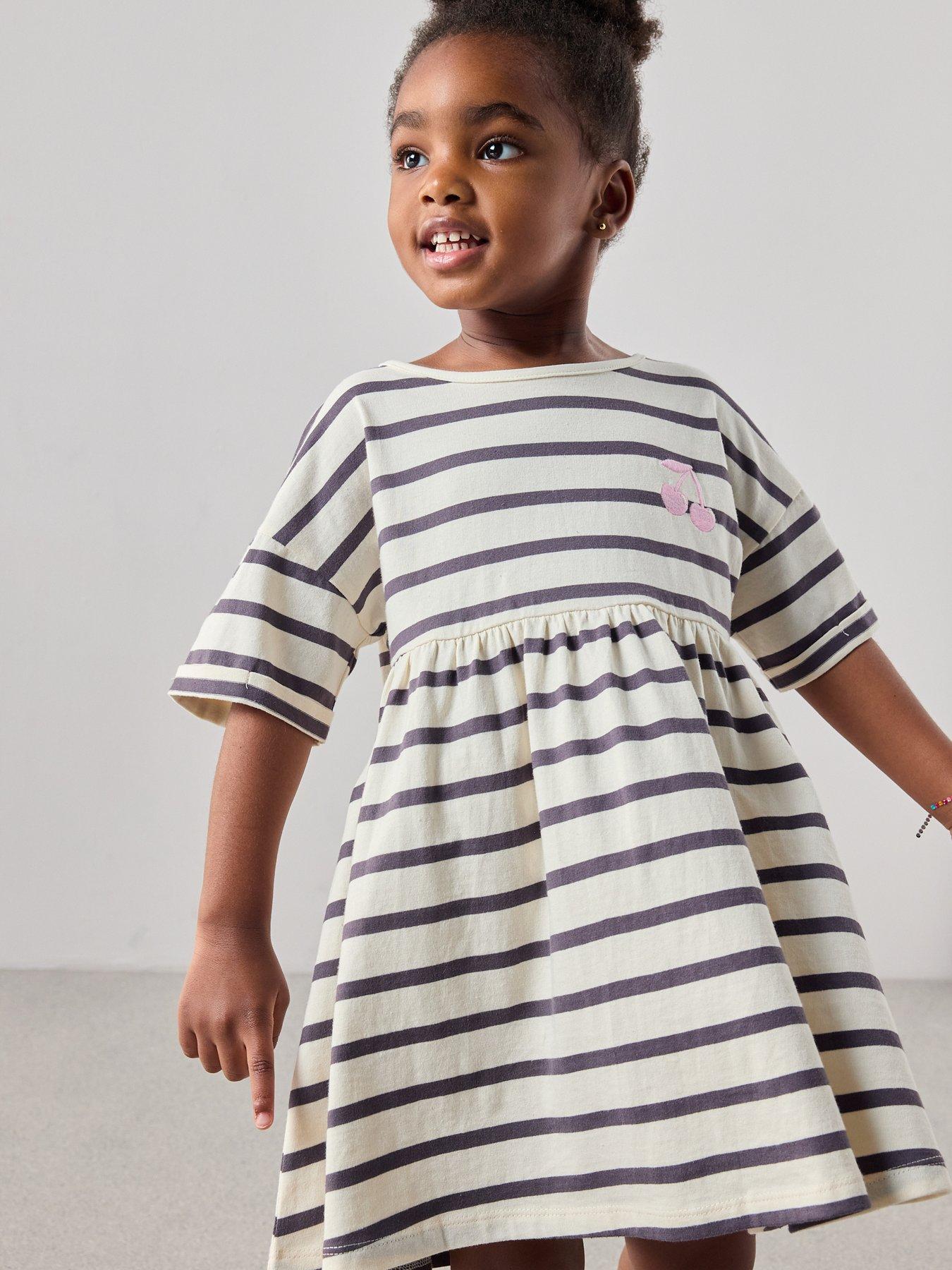 Image 6 of 7 of The Very Collection Girls 2 Pack Jersey Dresses - Stripe/Lilac