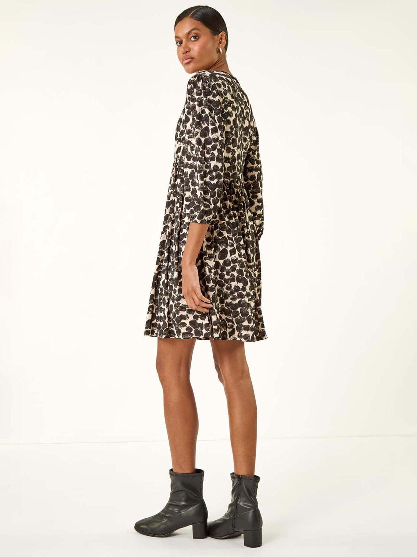 Image 2 of 5 of Roman Spot Bow Front Short Dress - Stone