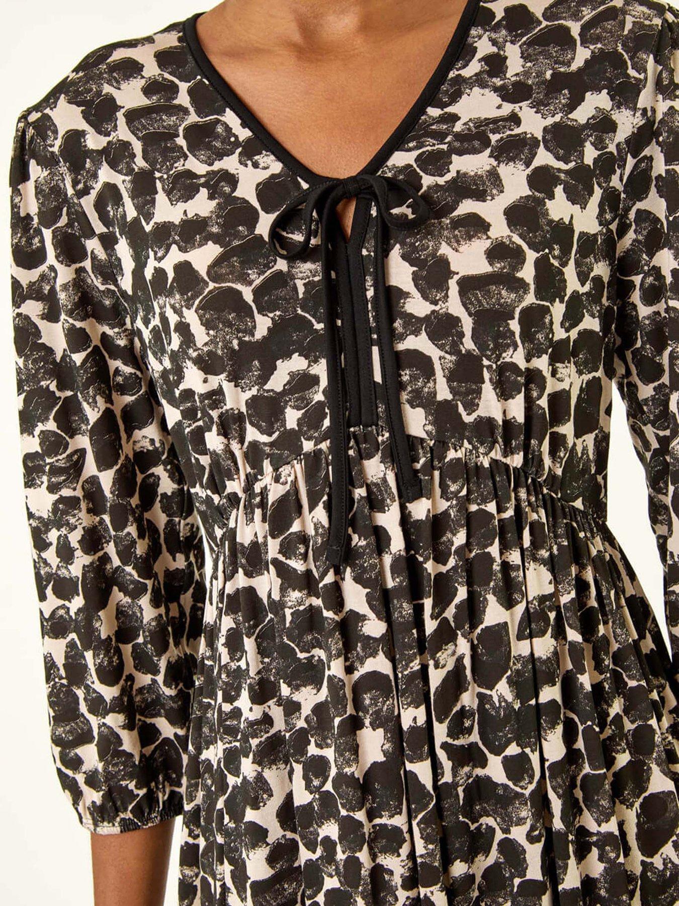Image 5 of 5 of Roman Spot Bow Front Short Dress - Stone