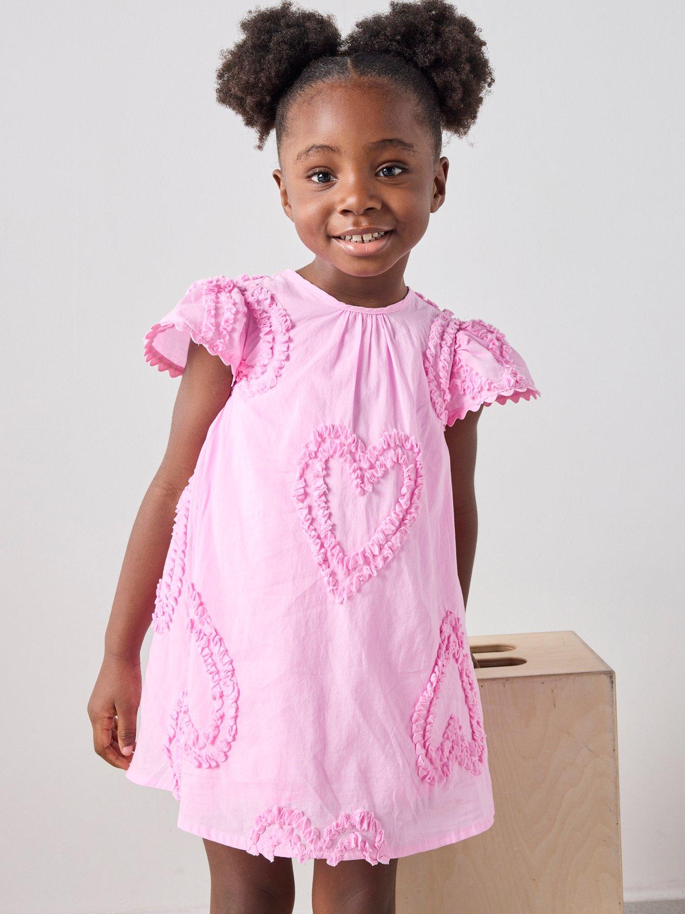 Image 1 of 7 of The Very Collection Girls Cotton Occasionwear Dress - Pink