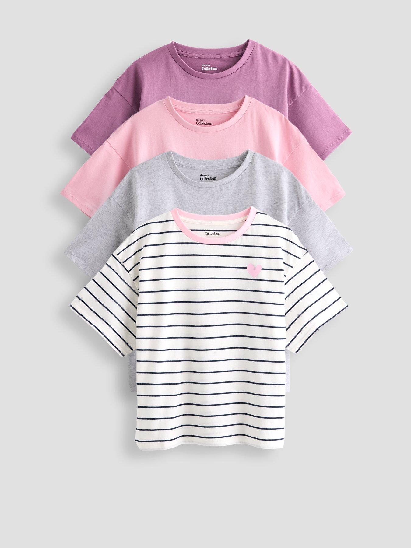 Image 1 of 5 of The Very Collection Girls 4 Pack Short Sleeve Tshirts