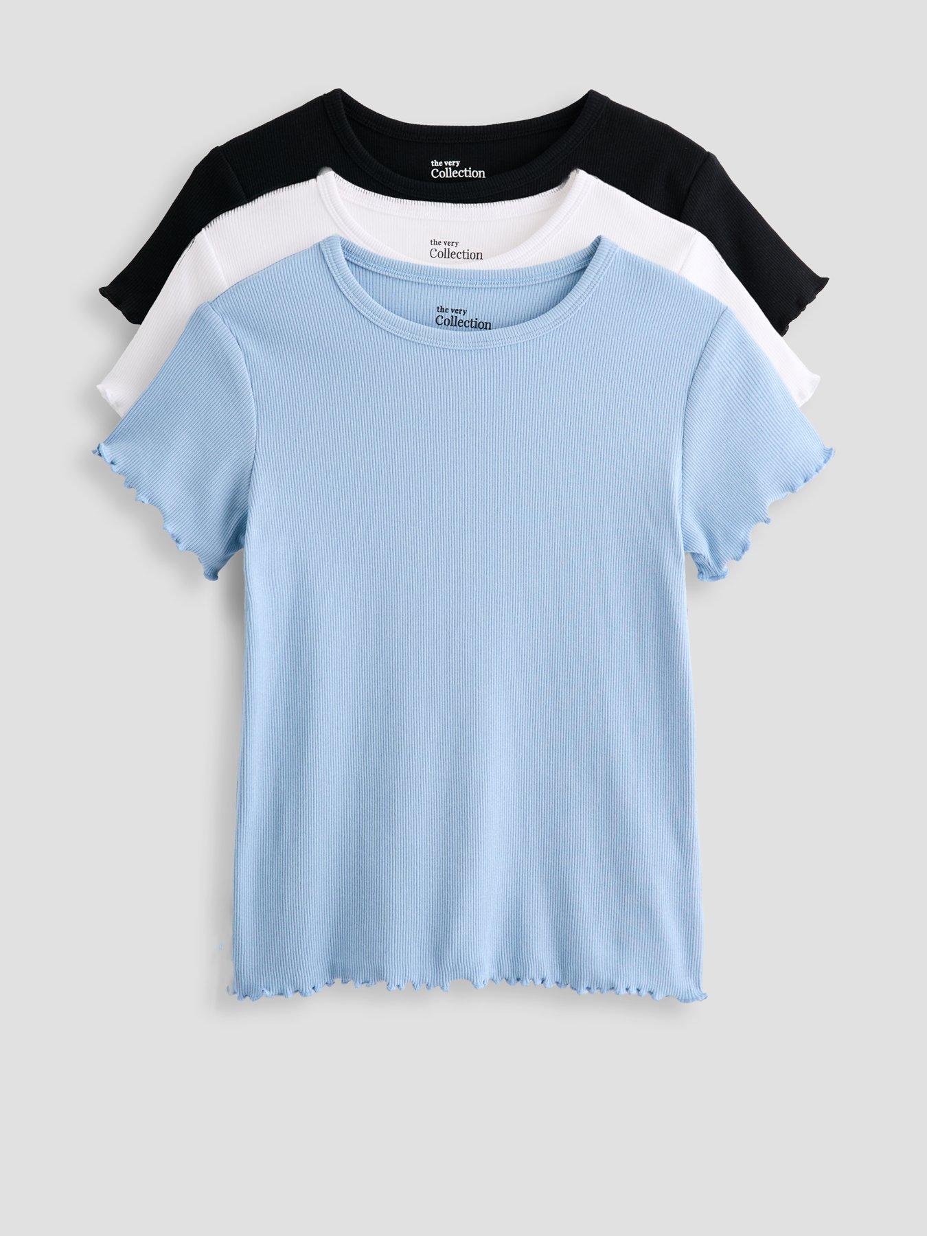 The Very Collection Girls 3-Pack Rib Short Sleeve Top - Multi