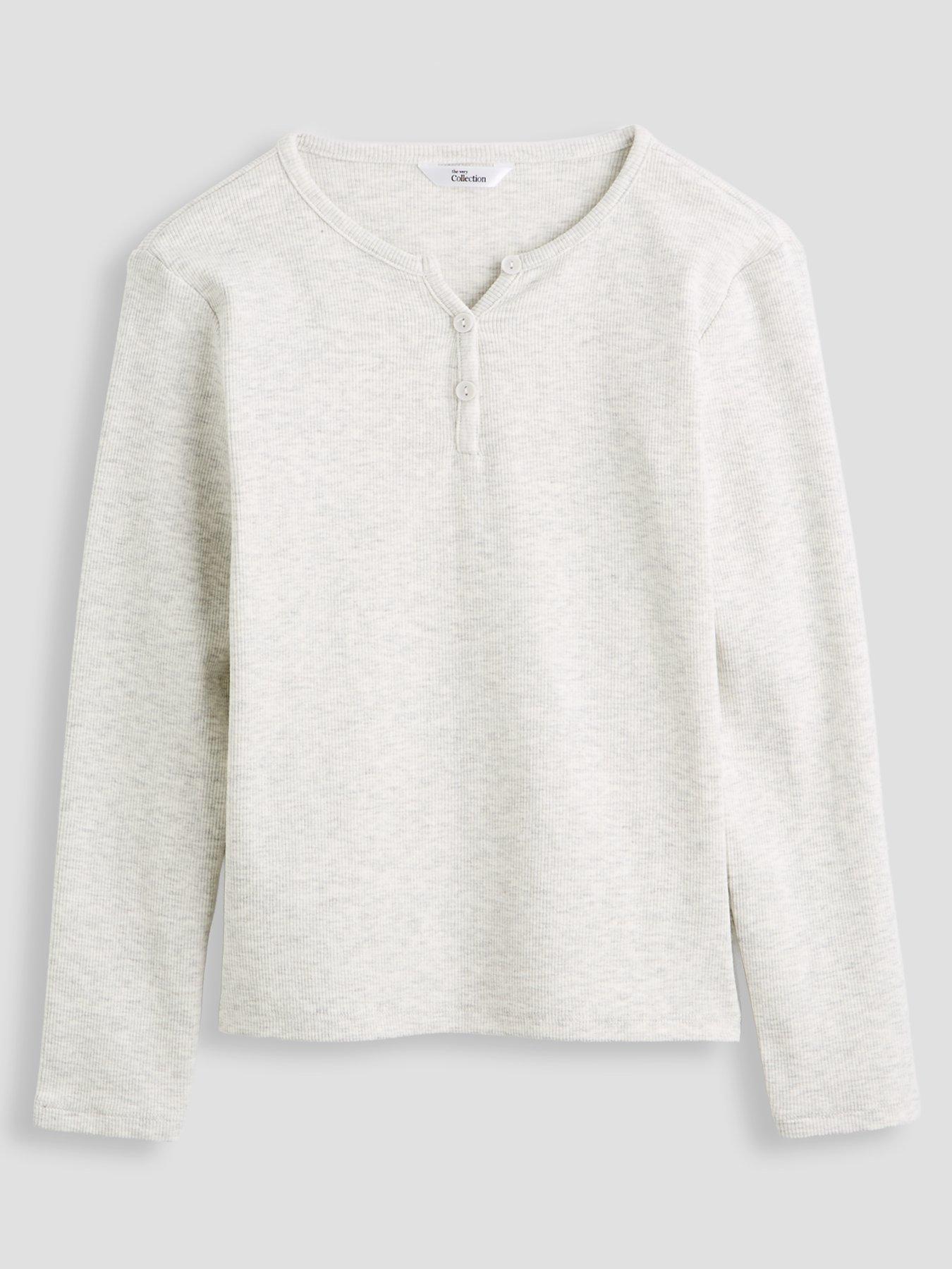 Image 3 of 5 of The Very Collection Girls Rib 2 Pack Long Sleeve Half Button Up Tops