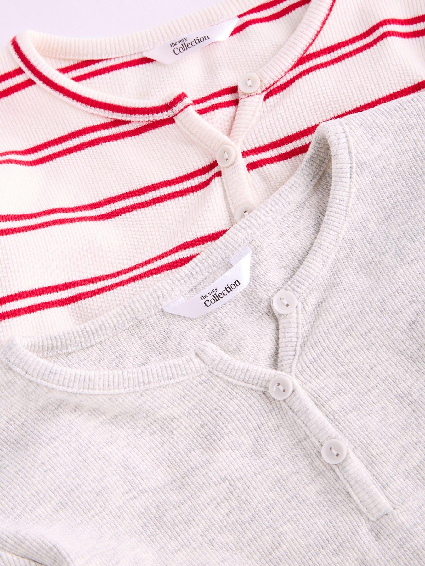 Image 5 of 5 of The Very Collection Girls Rib 2 Pack Long Sleeve Half Button Up Tops