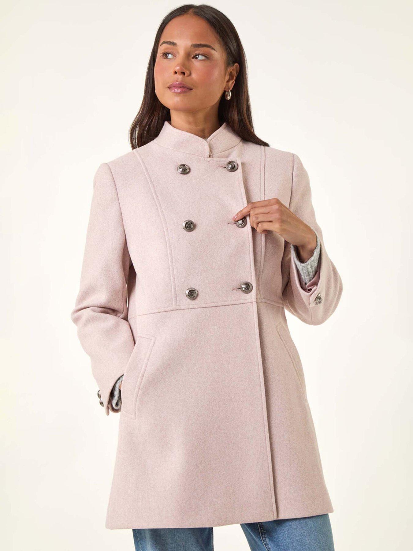 Image 1 of 5 of Roman Petite Military Buttoned Coat - Light Pink