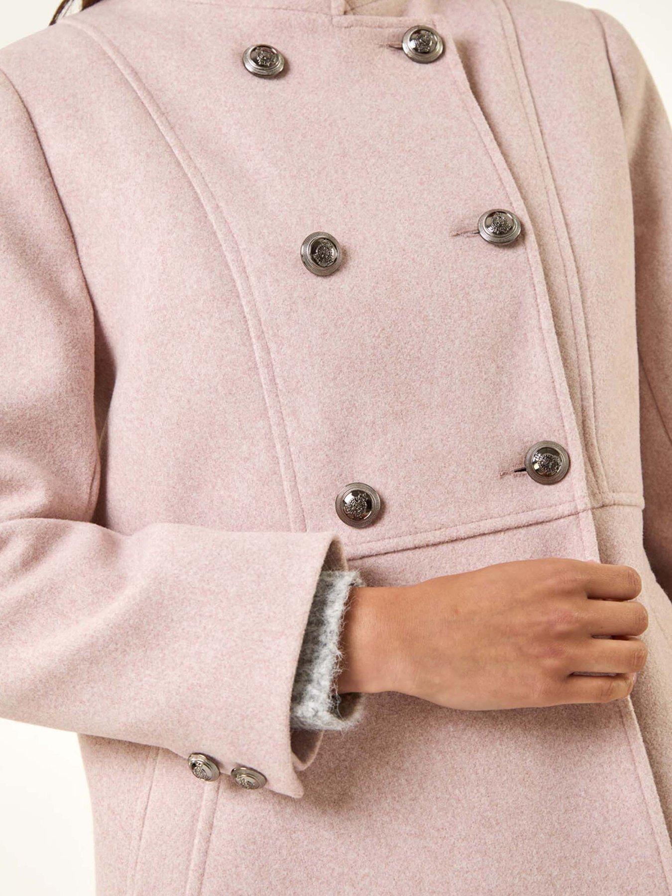 Image 5 of 5 of Roman Petite Military Buttoned Coat - Light Pink