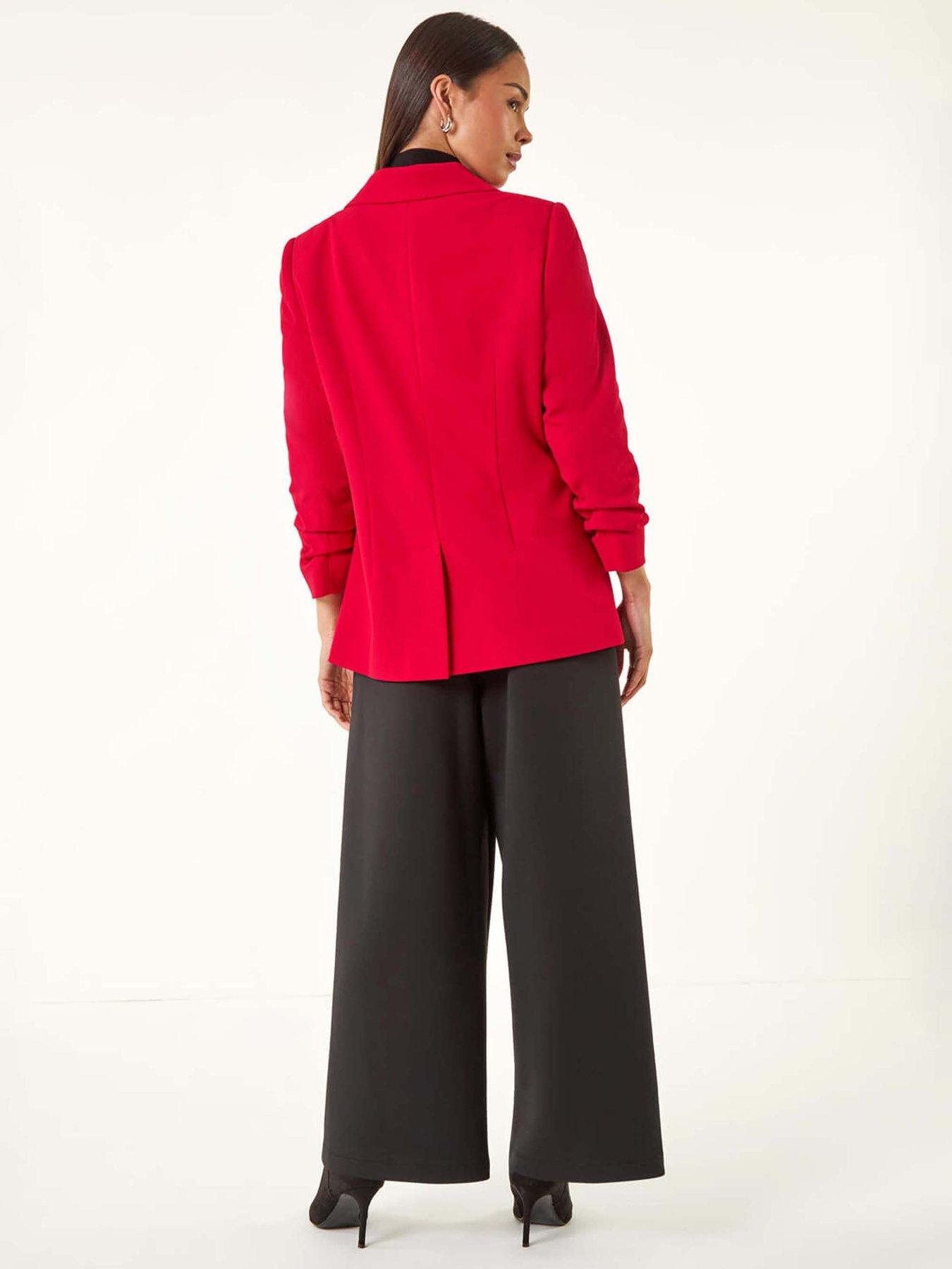 roman-petite-ruched-buttoned-blazer-redstillFront