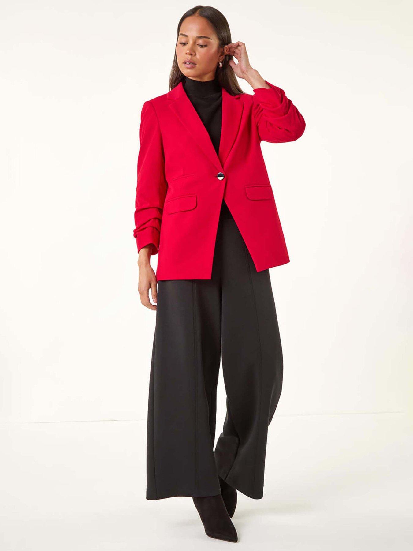 roman-petite-ruched-buttoned-blazer-redback