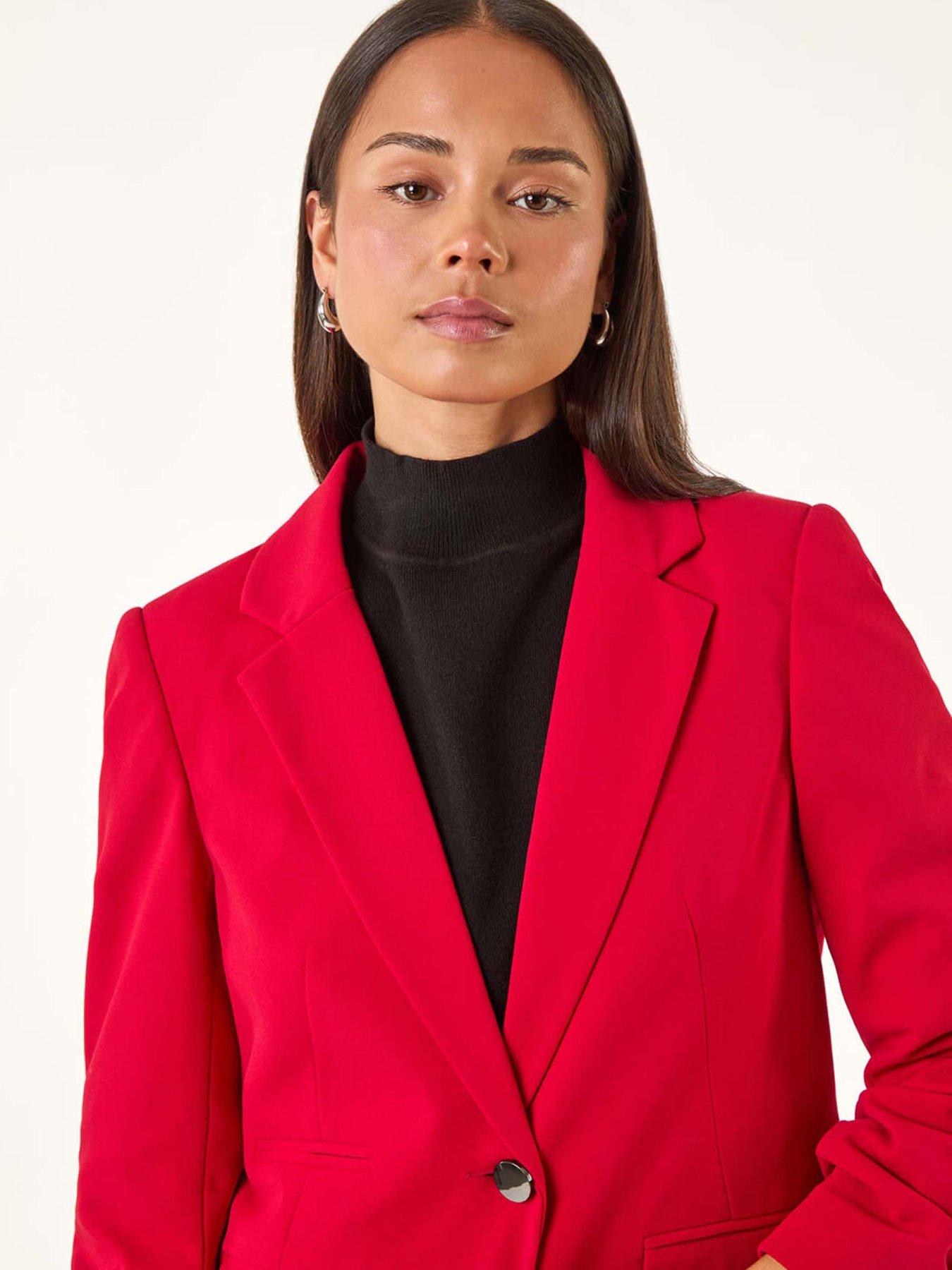roman-petite-ruched-buttoned-blazer-redoutfit