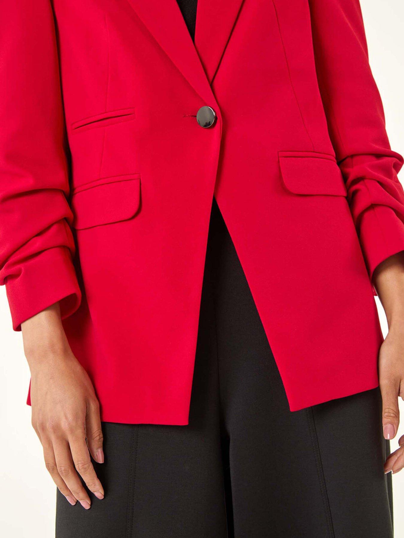 roman-petite-ruched-buttoned-blazer-reddetail