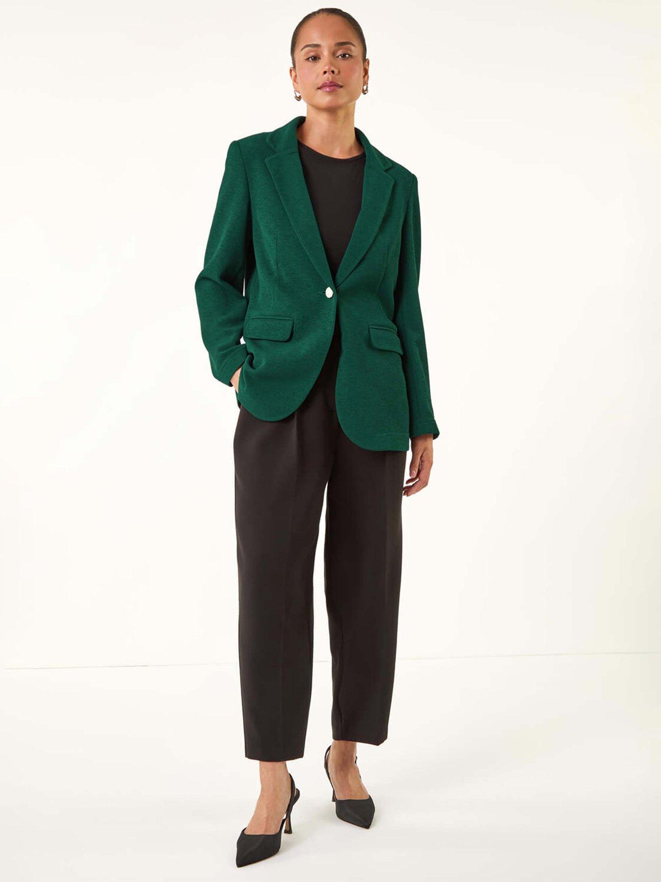 roman-petite-textured-buttoned-blazer-tealfront